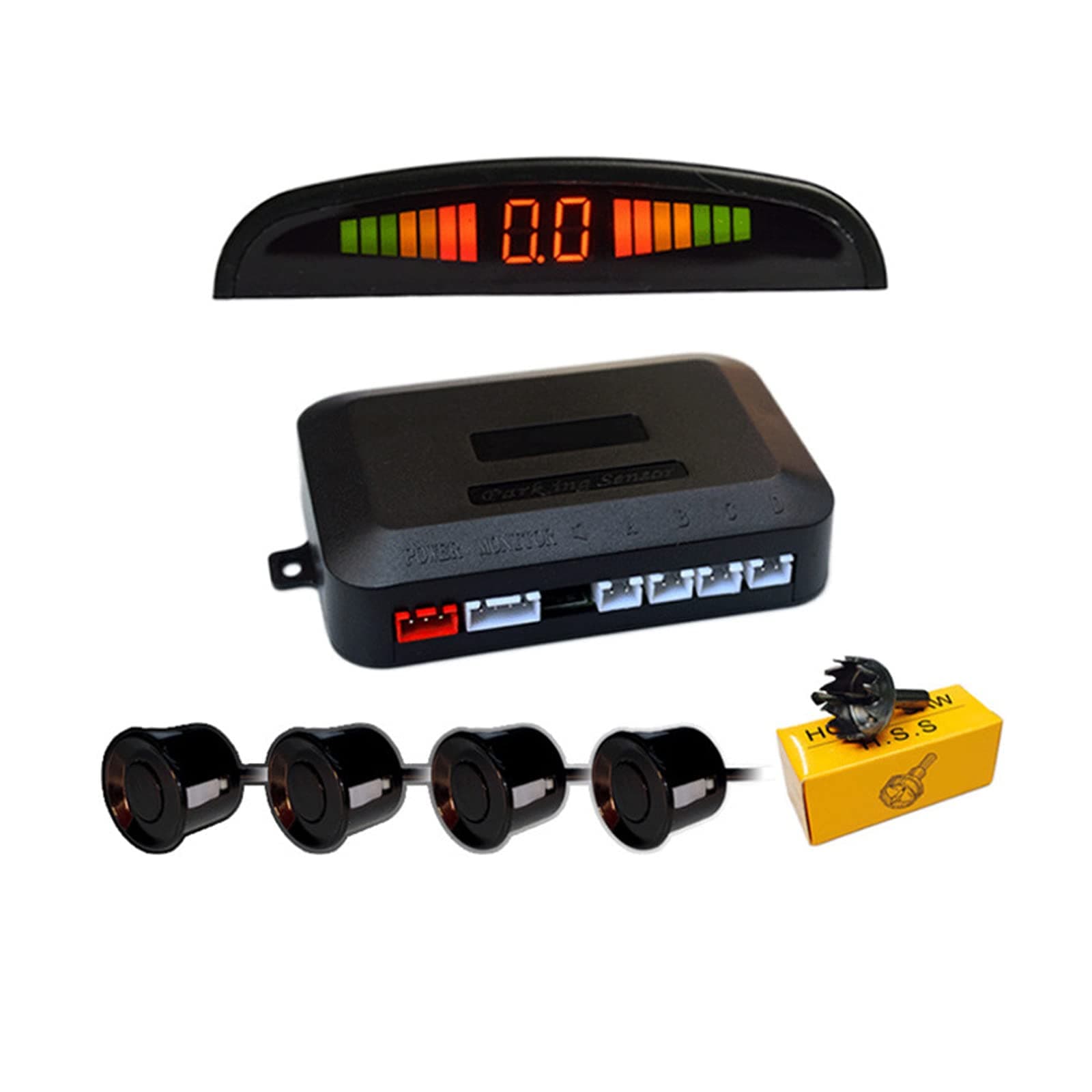 4 Sensor Parking Sensor Kit, Radar, Buzzer, Display, LED, Auto Reverse, 0.2-3m Range, Surface Mount, Electrical Signal, Car Parking Assistance