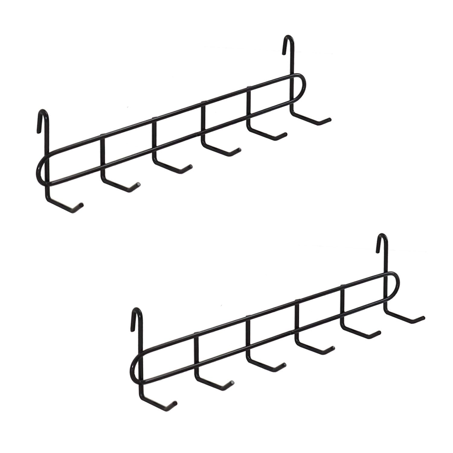 FRIADE Storage Hooks Rack, 2 Pack - Iron Wire Grid Hooks for Wall Mount Storage and Display, 10.7”x 2.8”x1.8 », Black
