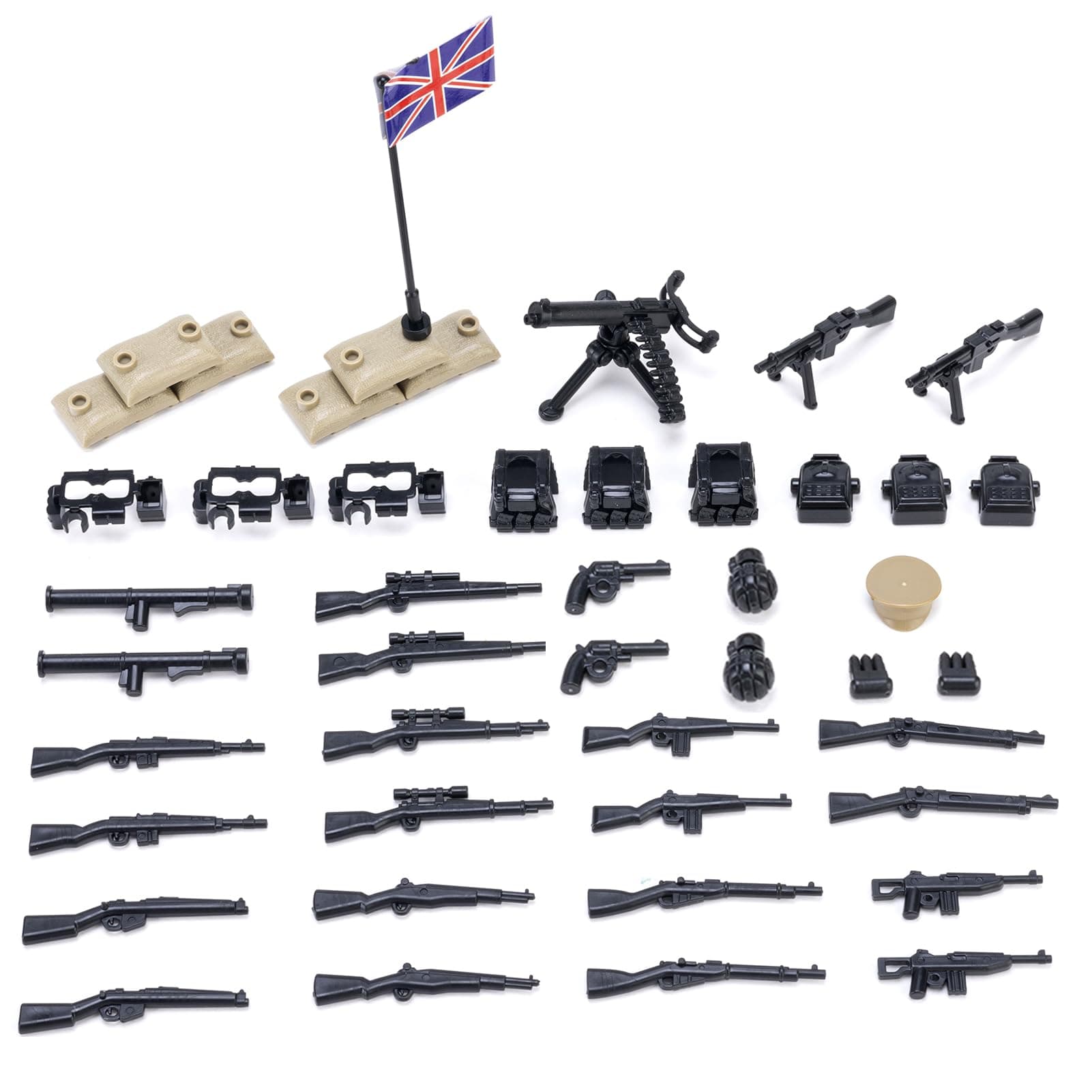 Weapons Pack Military Weapons Accessories WWII Soldier Model Toys Military Equipment Battle Blocks Bricks Children's Toys, Compatible with Mini Figure Brick Toy for Boys Age 3+