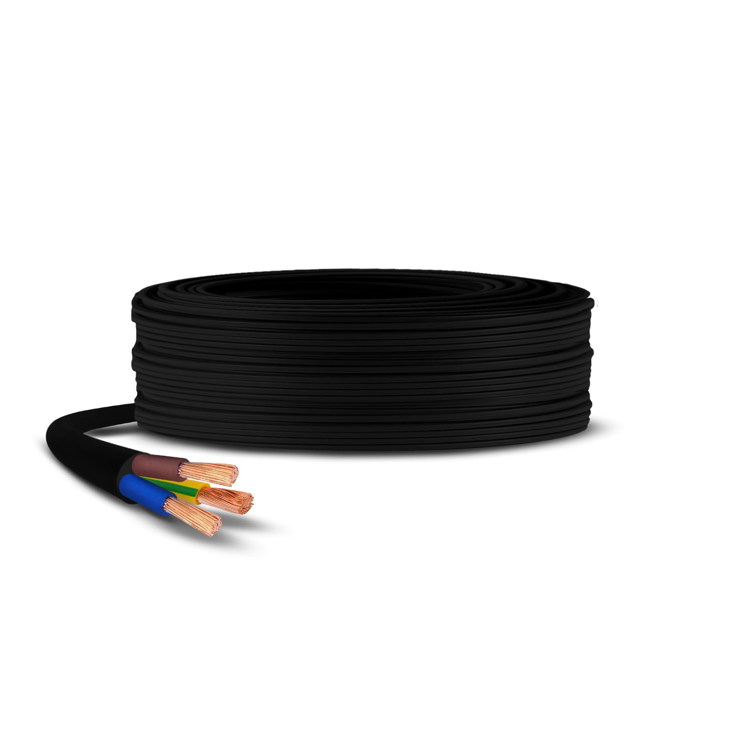 3 Core Round Black Flex Flexible Cable, stranded electrical copper wire, Insulated Flexible PVC Wire, Stranded Wire High Temperature Resistance, 3182Y BASEC Approved 0.75mm(3 Meter)