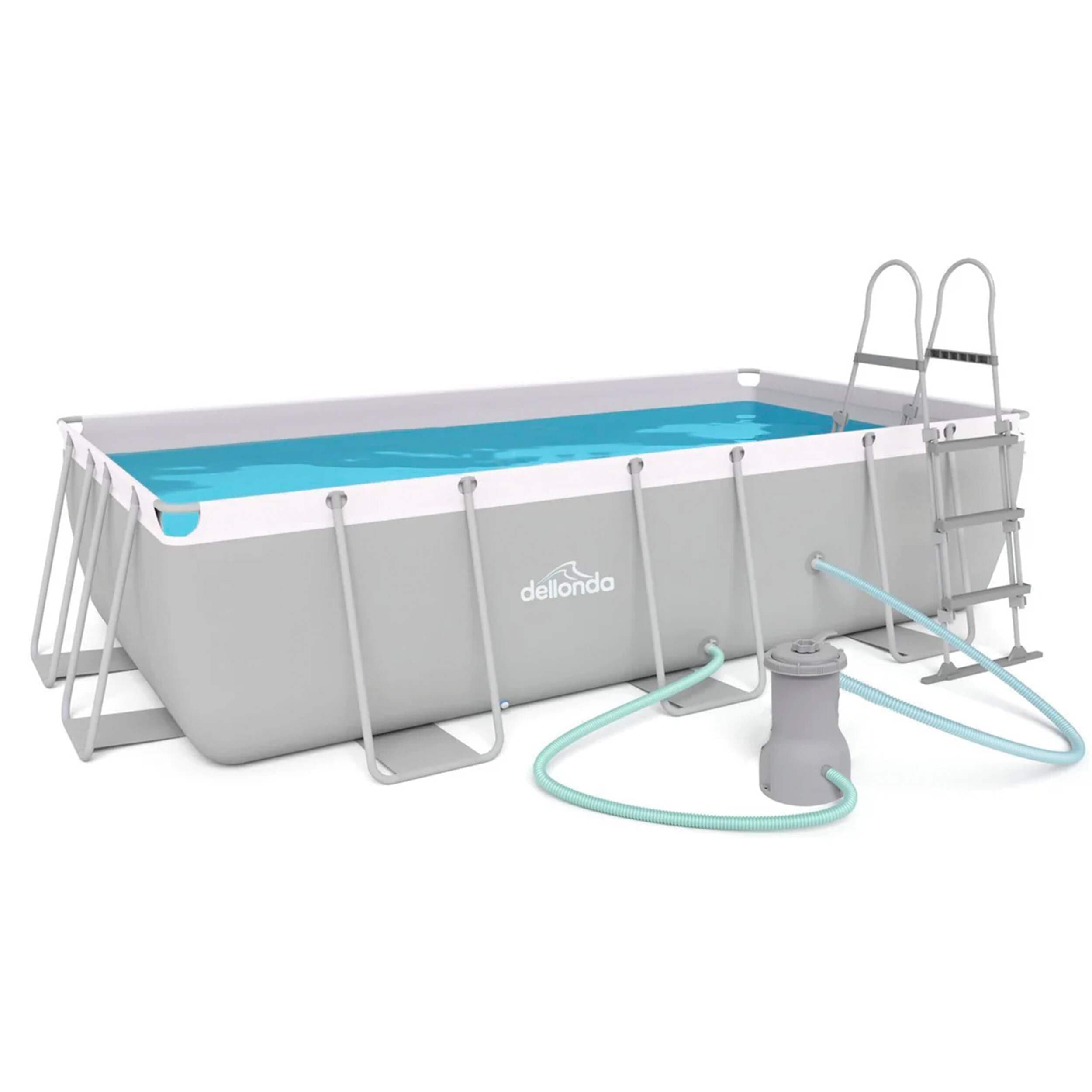 Dellonda 13ft Deluxe Steel Frame Swimming Pool Rectangular with Filter Pump - DL21