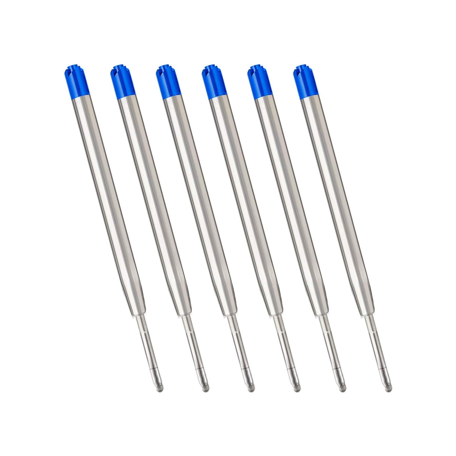 Blue Ink Refills (6pcs), Replaceable Ballpoint Pens Refills, 1mm Medium Tip - Blue
