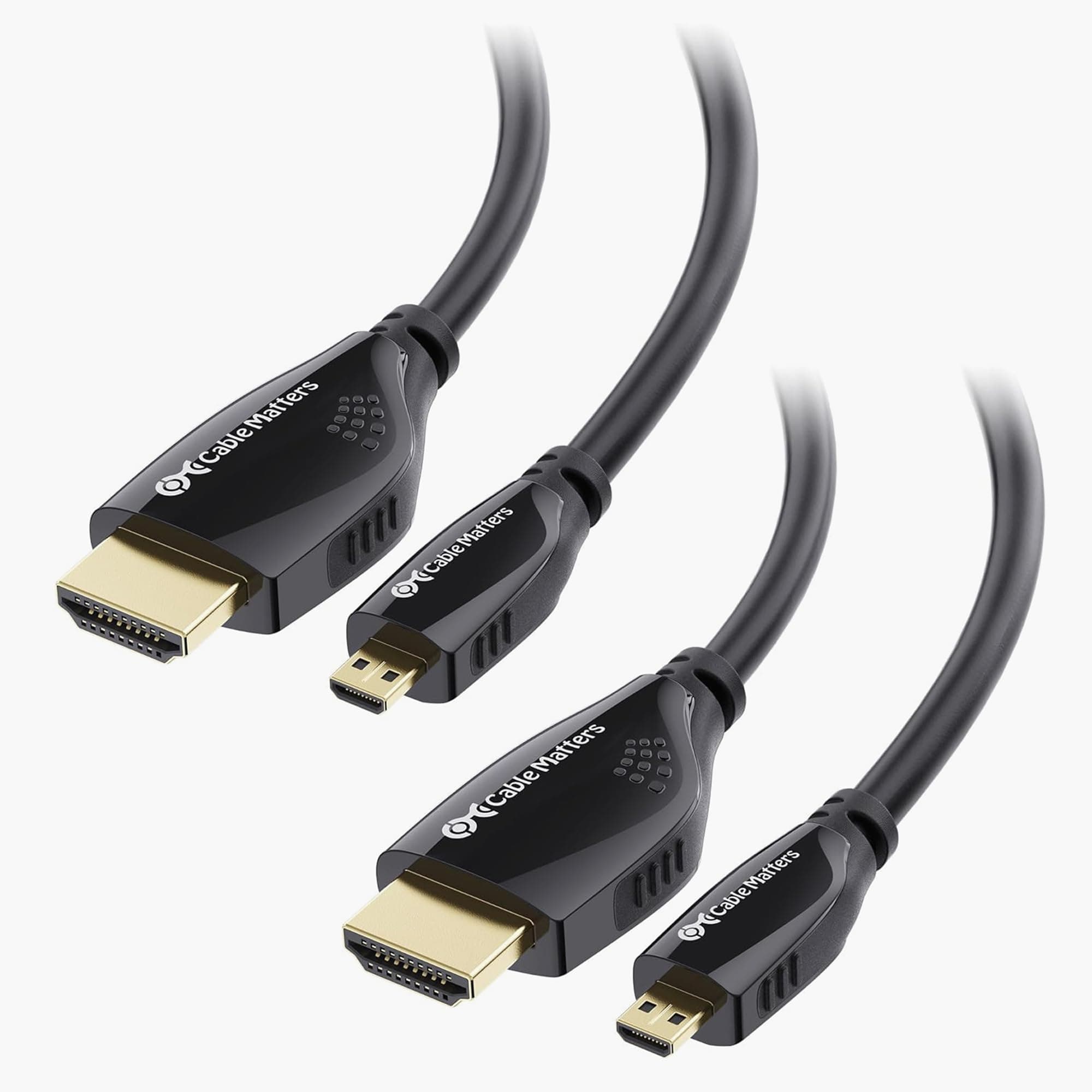 Cable Matters 2-Pack, High-Speed Short 4K@60Hz Micro HDMI to HDMI Cable - 3ft, Ideal for Tablet, Notebook, Camera, Raspberry Pi 4 and Raspberry Pi 5