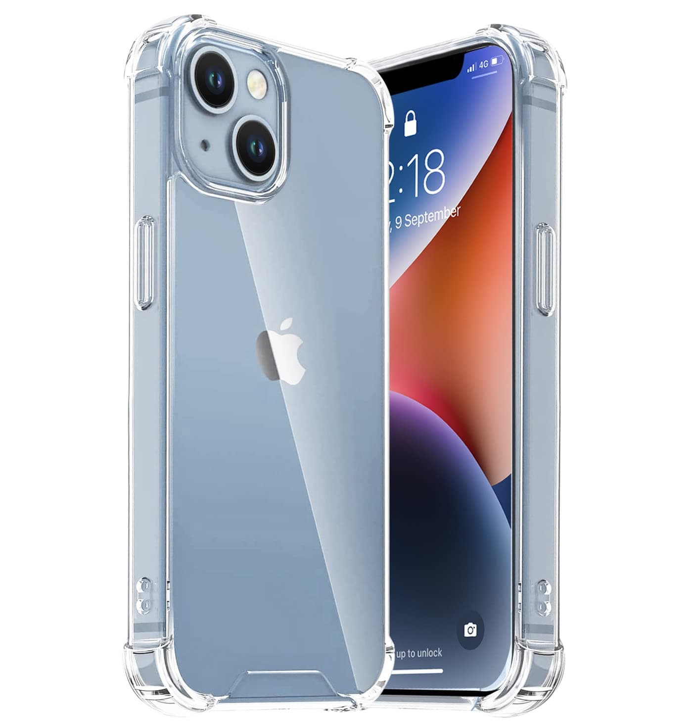 Shockproof Transparent Hard Back Scratch Resistant Cover Shockproof Case for iPhone 14 / iPhone 13 (Clear) (Polycarbonate)