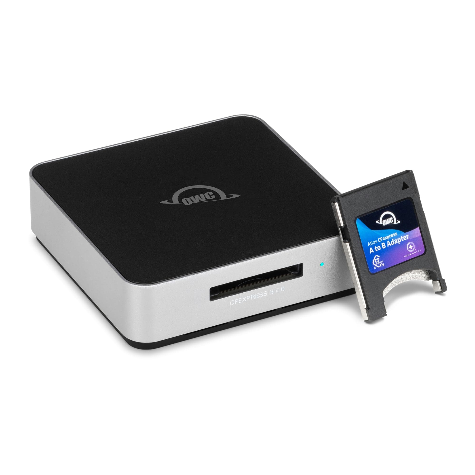 OWC Atlas USB4 CFexpress 4.0 Type B Card Reader, 40Gb/s USB4 USB-C Port, Bus Powered, Includes Type A>B Adapter for Fast ingest of Type A Cards, Up to 5000MB/s Real-World Speed, USB-C Cable