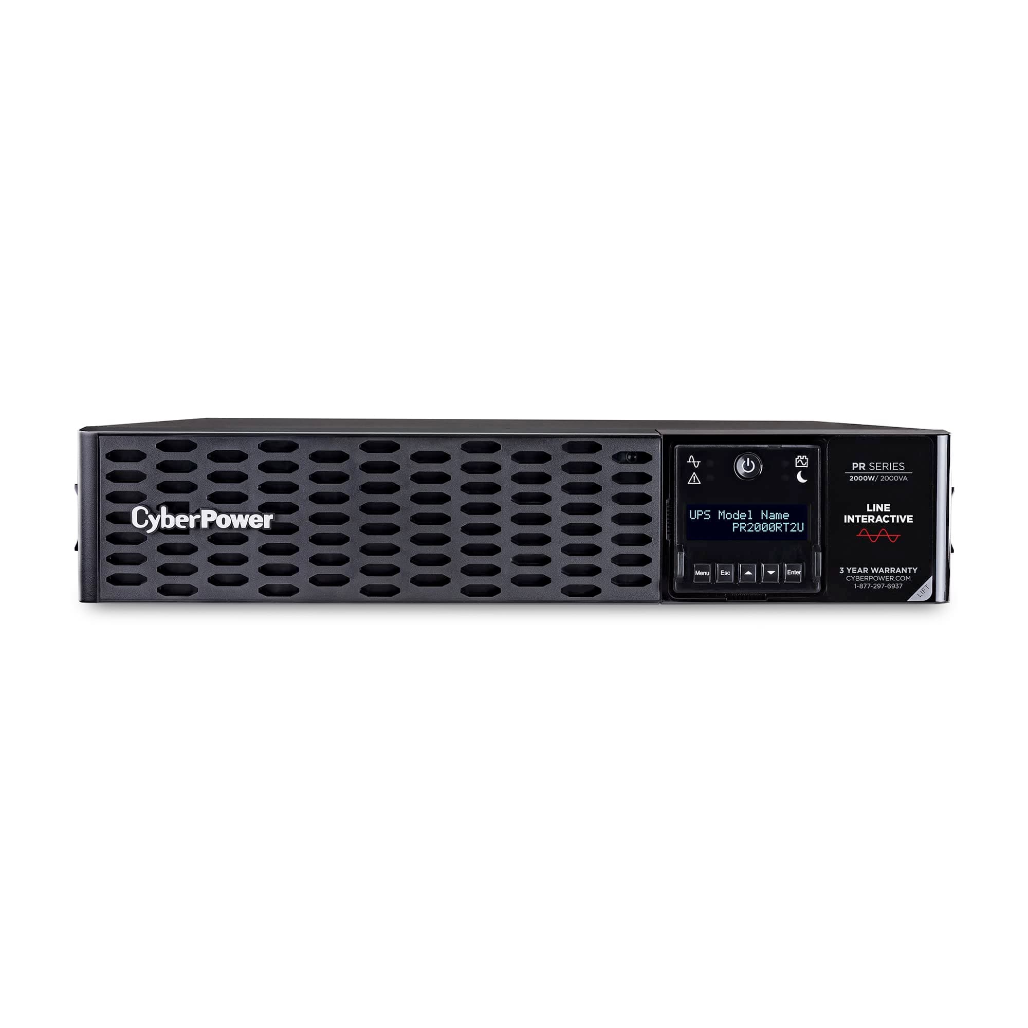 PR2000RT2U Smart App Sinewave UPS System, 2000VA/2000W, 8 Outlets, 2U Rack/Tower, AVR, Black