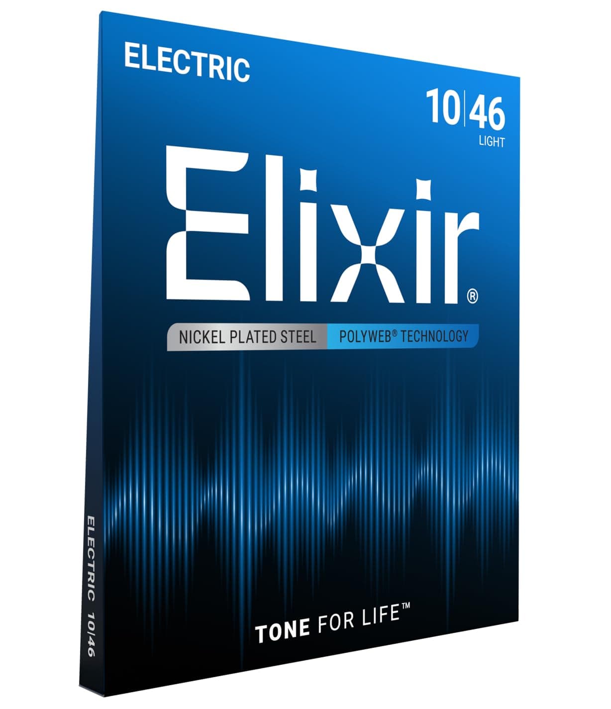 Elixir Strings, Electric Guitar Strings, Nickel Plated Steel with POLYWEB Technology, Longest-Lasting Warm Tone with Comfortable Feel, 6 String Set, Light 10-46