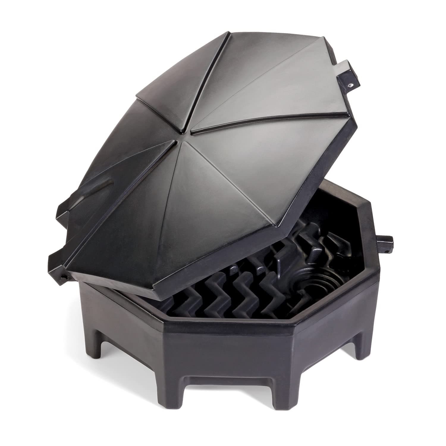 PIG Drum Funnel | Universal Poly Drum Funnel with Hinged Lid | for 55 gal. Plastic or Steel Tight-Head Drums | Black | DRM672-BK