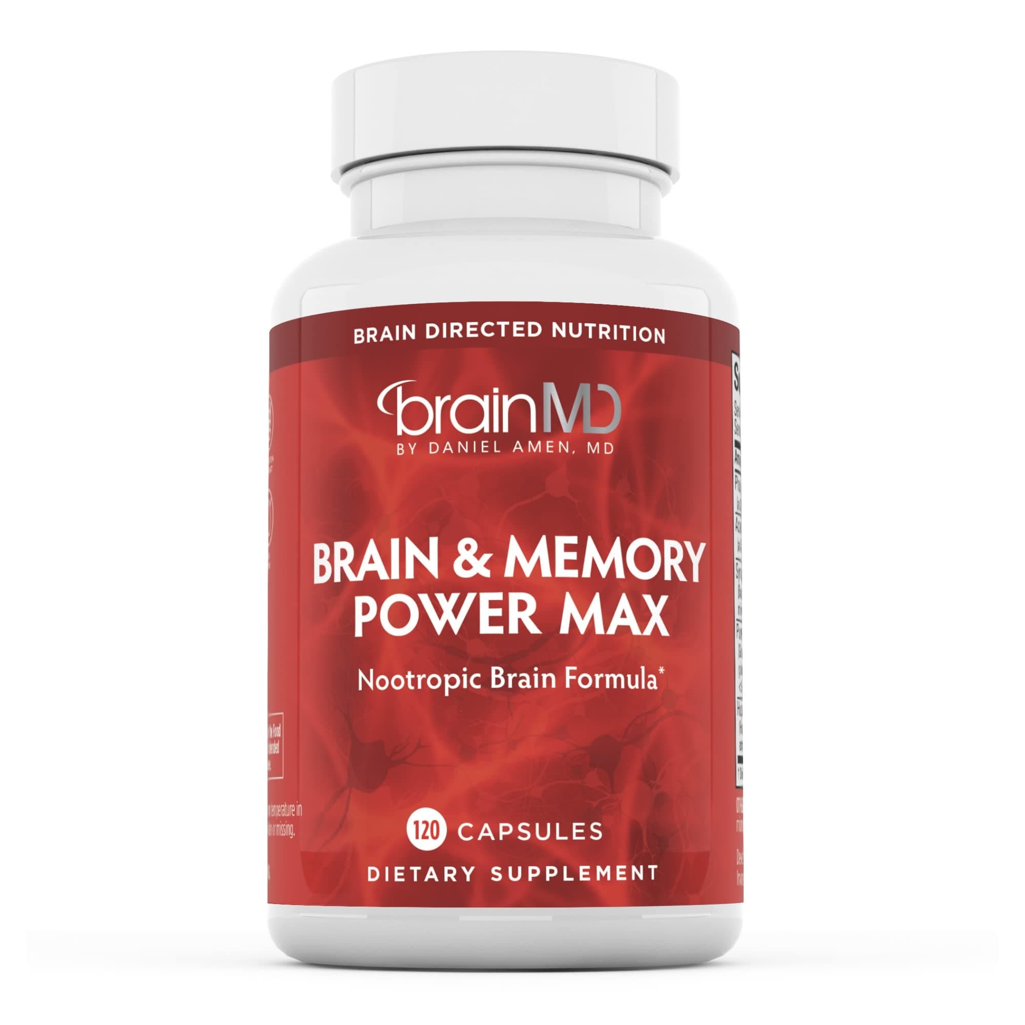BRAINMD Dr Amen Brain & Memory Power MAX - 120 Capsules - Nootropic Supplement with Ginkgo Biloba Extract & Huperzine A - 30 Servings