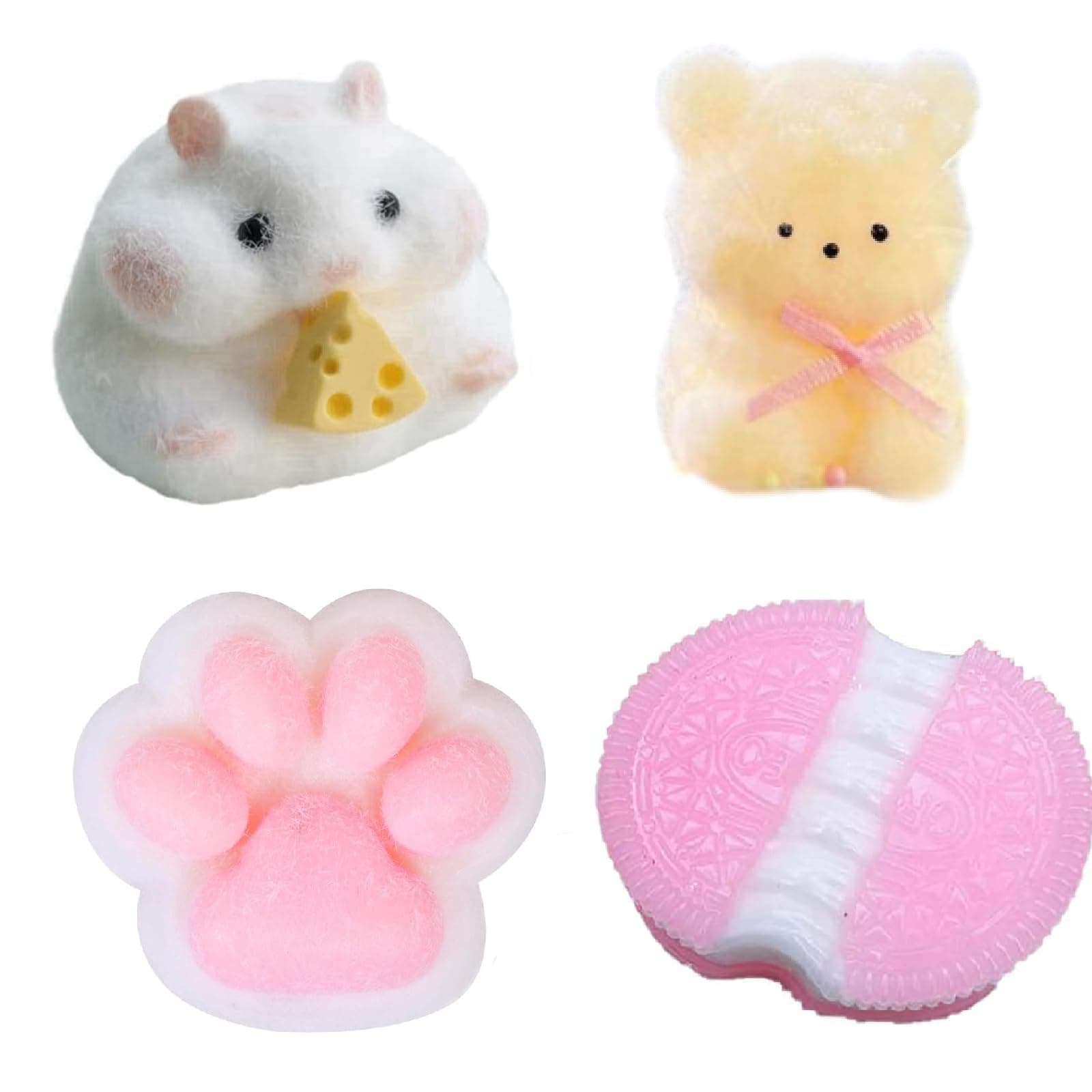 4 PCS Taba Squishy Kit, Taba Squishy, Fufu Squishy, Taba Squishy Paw, Hamster Toys, Squishy Hamster, Stress Relief Squishy Toys, Sensory Fidget Toys, Party Bag Fillers for Adult 