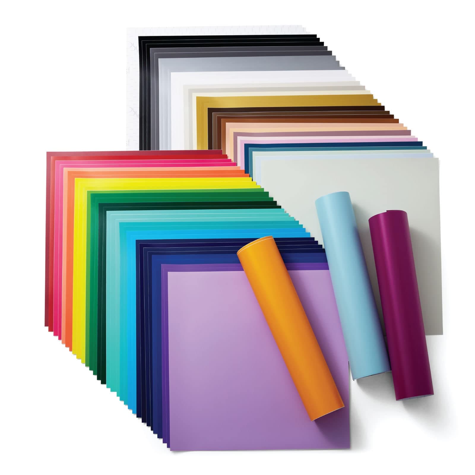 Cricut Removable Vinyl - Ultimate Sampler, 12x12 Vinyl Sheets and Transfer Tapes, No Residue or Marks, Removable Adhesive Vinyl for Cricut Machines, (Pack of 70 with 40+ Colors)