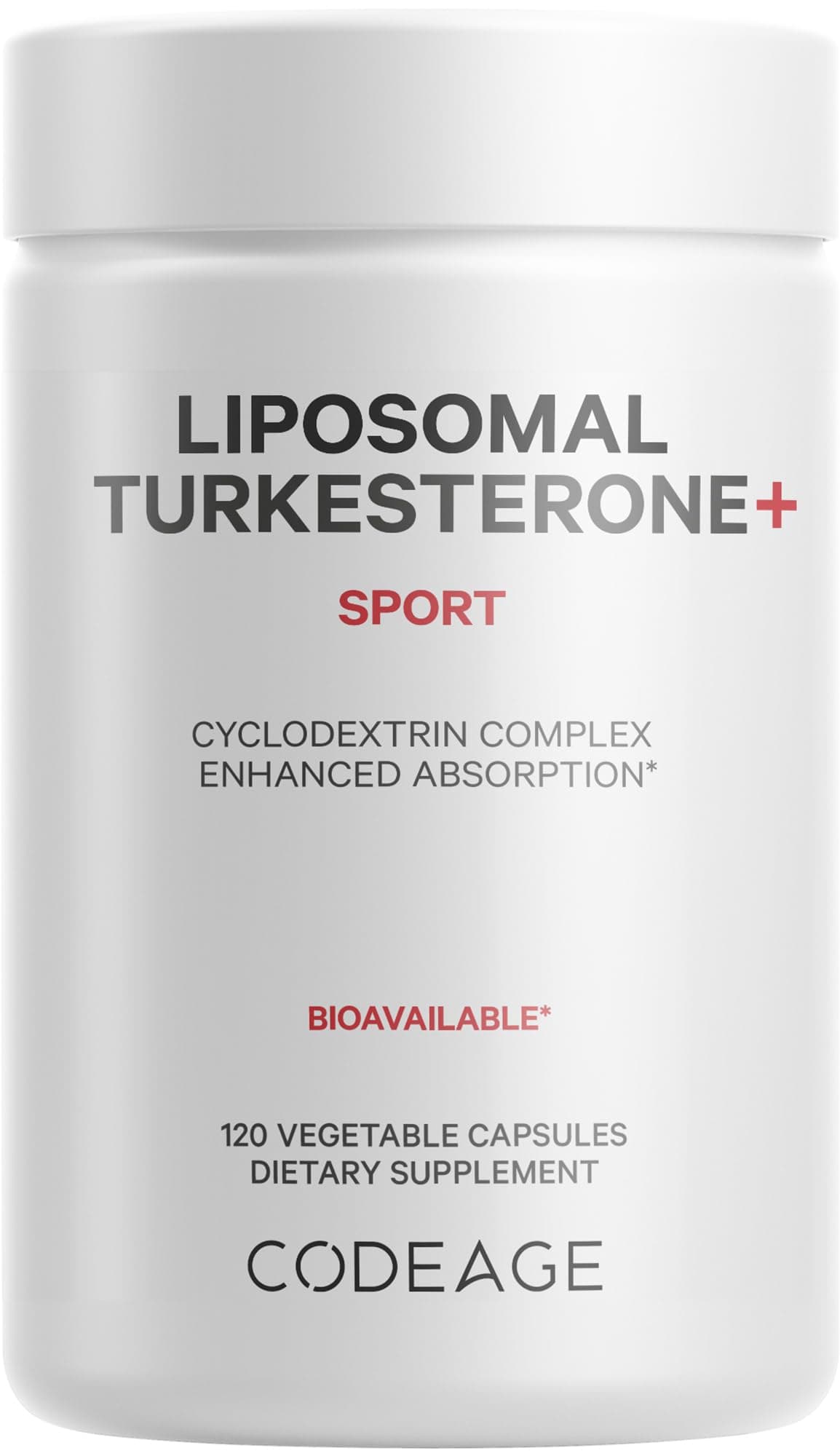 Codeage Turkesterone Supplement, 4-Month Supply, Hydroxypropyl-β-Cyclodextrin, Liposomal Delivery, Sports, Pre & Post-Workouts, Ajuga Turkestanica, Vegan, Gluten-Free, Non-GMO - 120 Capsules