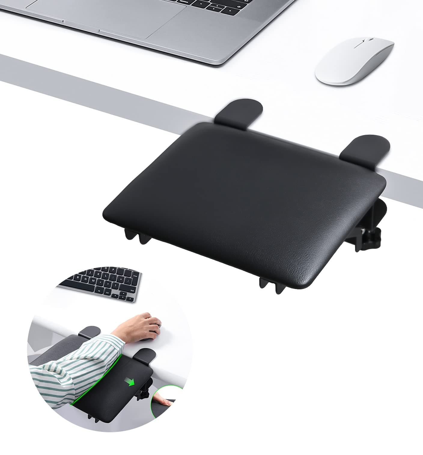eulps Foldable Desk Extender Tray, Arm Rest for Desk, Ergonomic Forearm Leather Soft Armrest Support, Wrist & Elbow Pad for Home and Office, Easy Typing & Pain Relief
