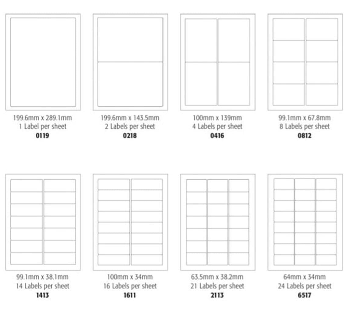 Blick Labels, White, 21 Per Sheet 100 Sheets, Rectangular, 63.5mm x 38.2mm, 2100 Labels, For Home, Office, Family, School