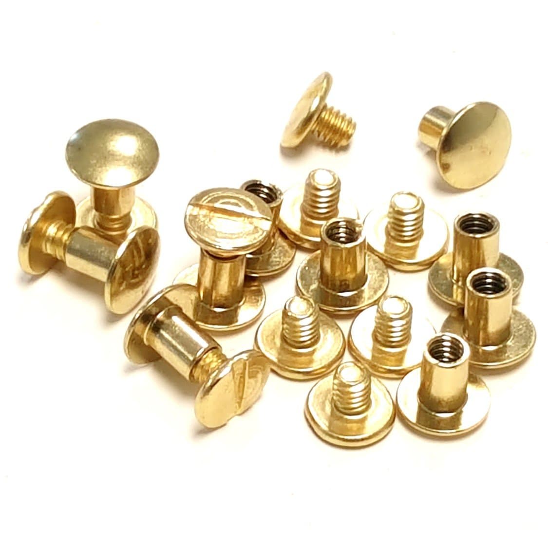 10 pack 3/8" Solid Brass Gold Chicago Screws Leather Repair Screw Post Fastener