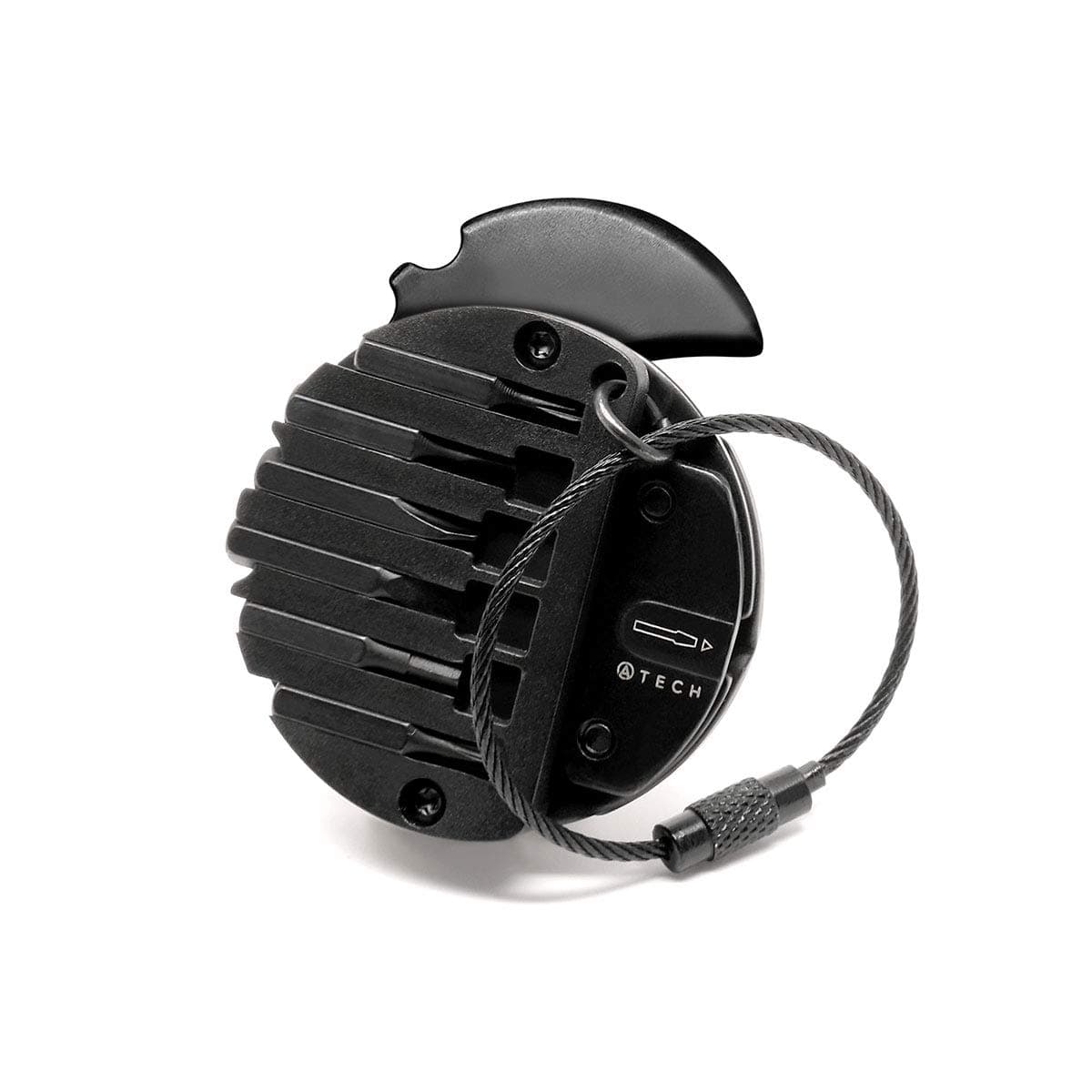 ATECH The Original 8 in 1 Multifunction Tool Keychain EDC Screwdriver Set, Box Cutter with Keyring Gift for Men, Survival (Black)