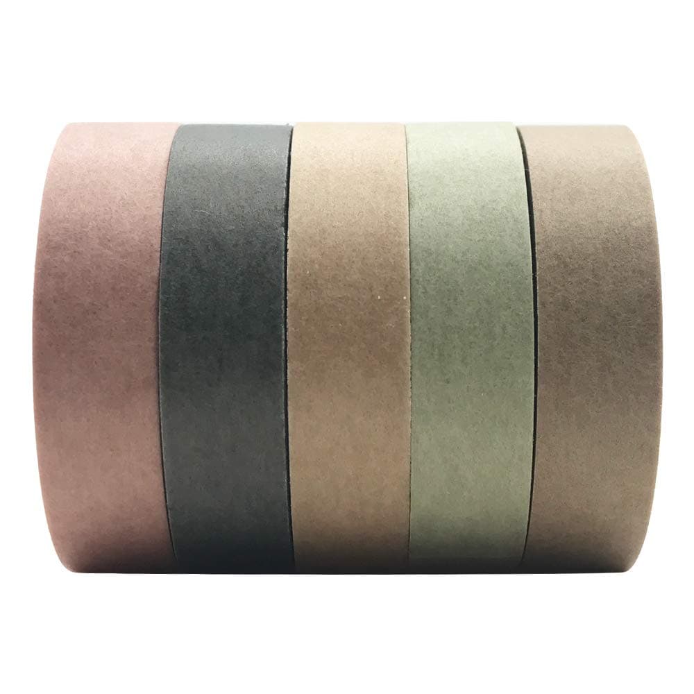 EnYan Solid Color Washi Tapes Set, 5 Rolls Basic Collection Decoration 10mm Wide Japanese Masking Decorative Tapes for Bullet Journal Planners DIY Crafts Arts Scrapbooking Adhesive