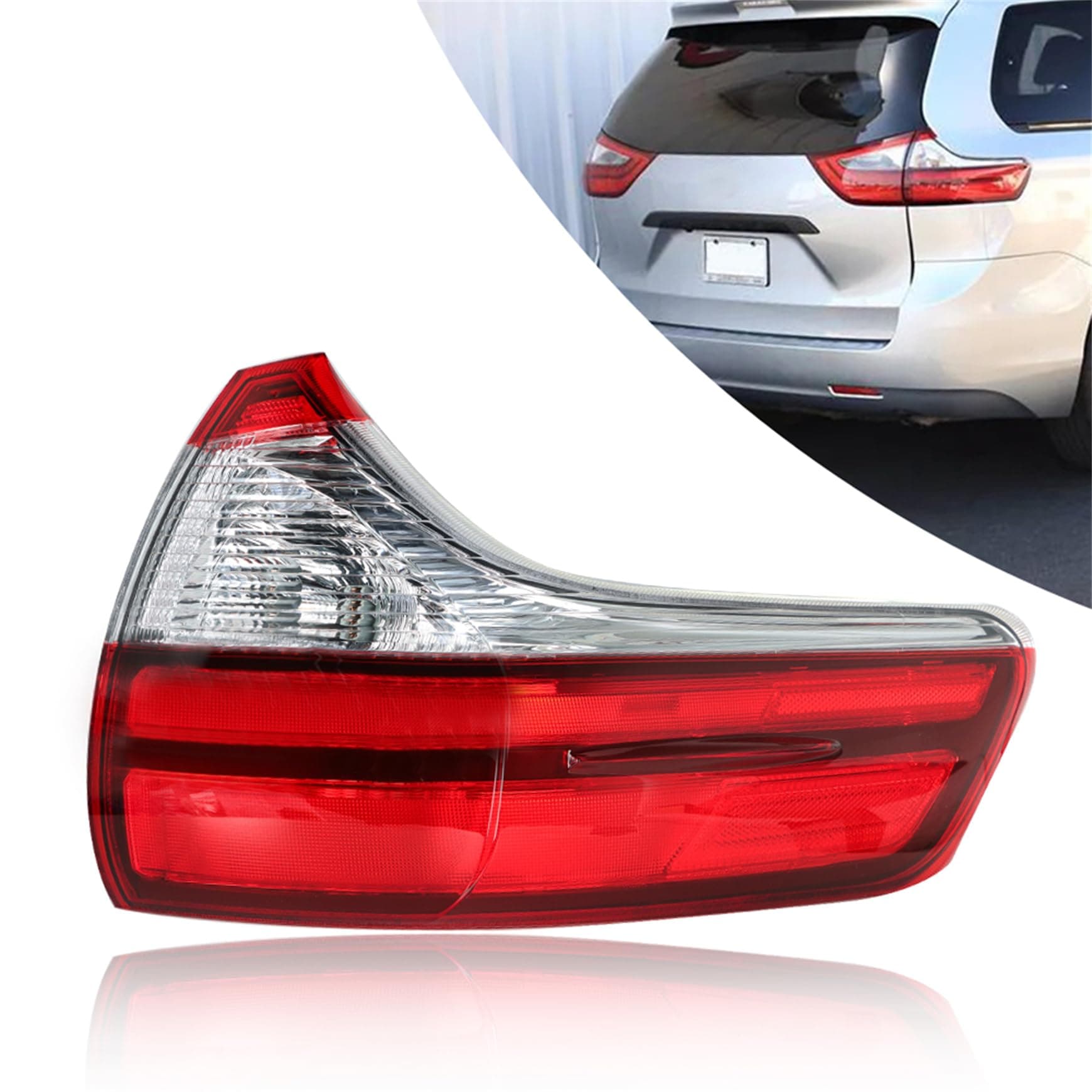 Silscvtt Passenger Side Outer Rear Brake Tail Light Assembly Replacement for 2015-2020 Toyota Sienna Base/L/LE/XLE/Limited Models Red Lens Right Tail Lamp 8155008050 TO2805123