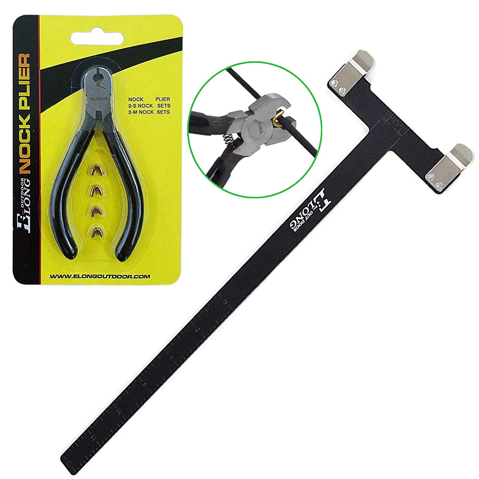 EOU Archery Nocking Plier and T Square for Nocking Points Bow String Nocking Tool
