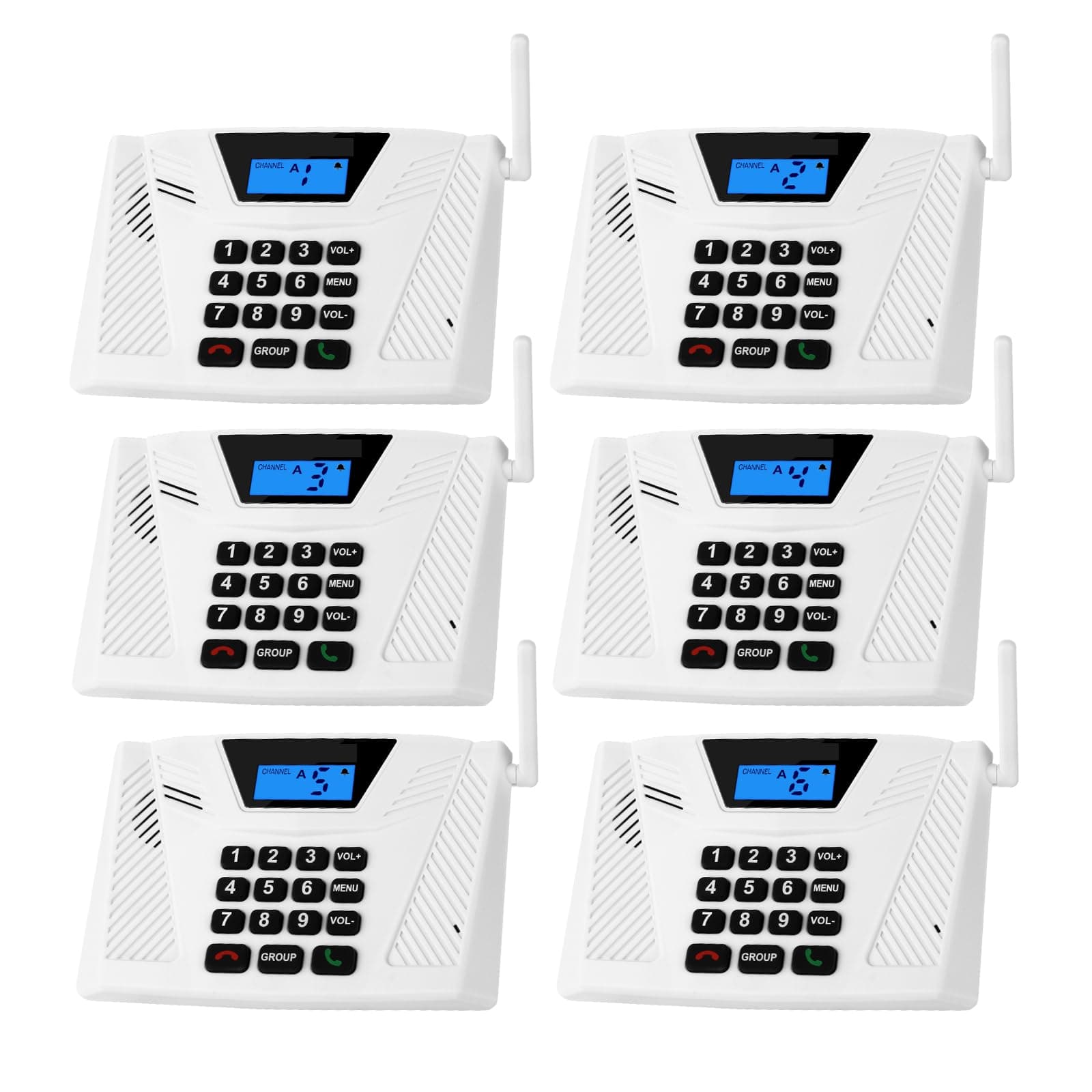 Intercoms Wireless for Home Hands Free, 2024 Upgraded Intercom 5300ft with Automatic Answer, 9 Channel Full Duplex Home Intercom System Fit for Hospital Business House(6 Packs White) 