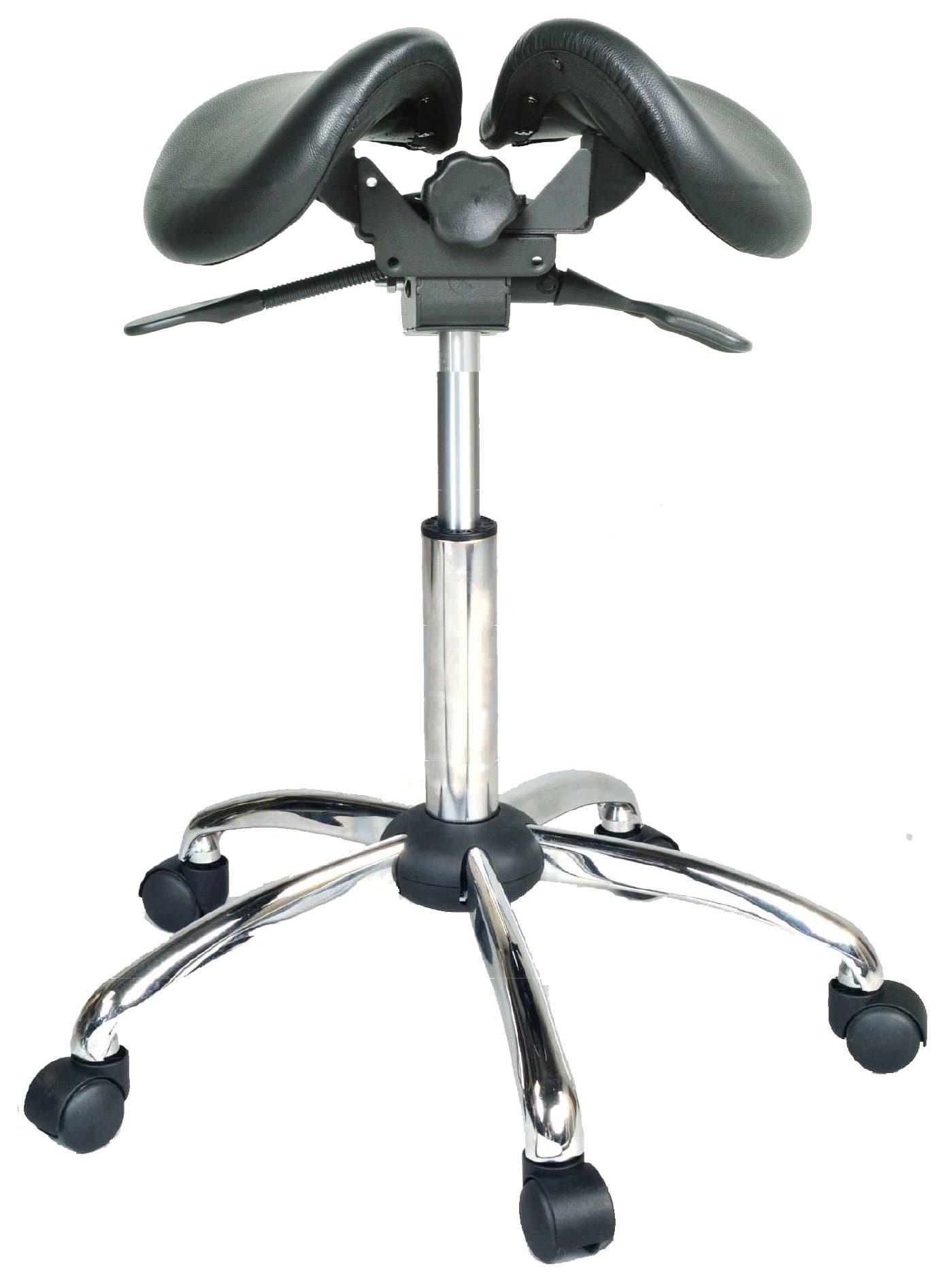 Twin Adjustable Saddle Stool, Leather (Medium)