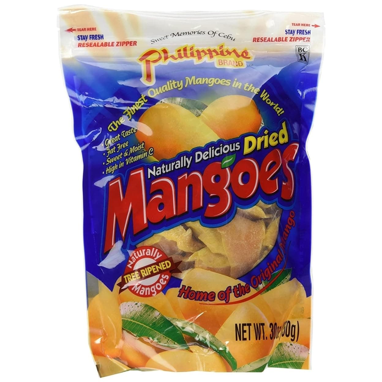 Philippine Dried Mangoes - Premium Cebu Dried Mango Slices from Philippines, Sweetened Dried Fruit Snack Packs, Bulk 30oz