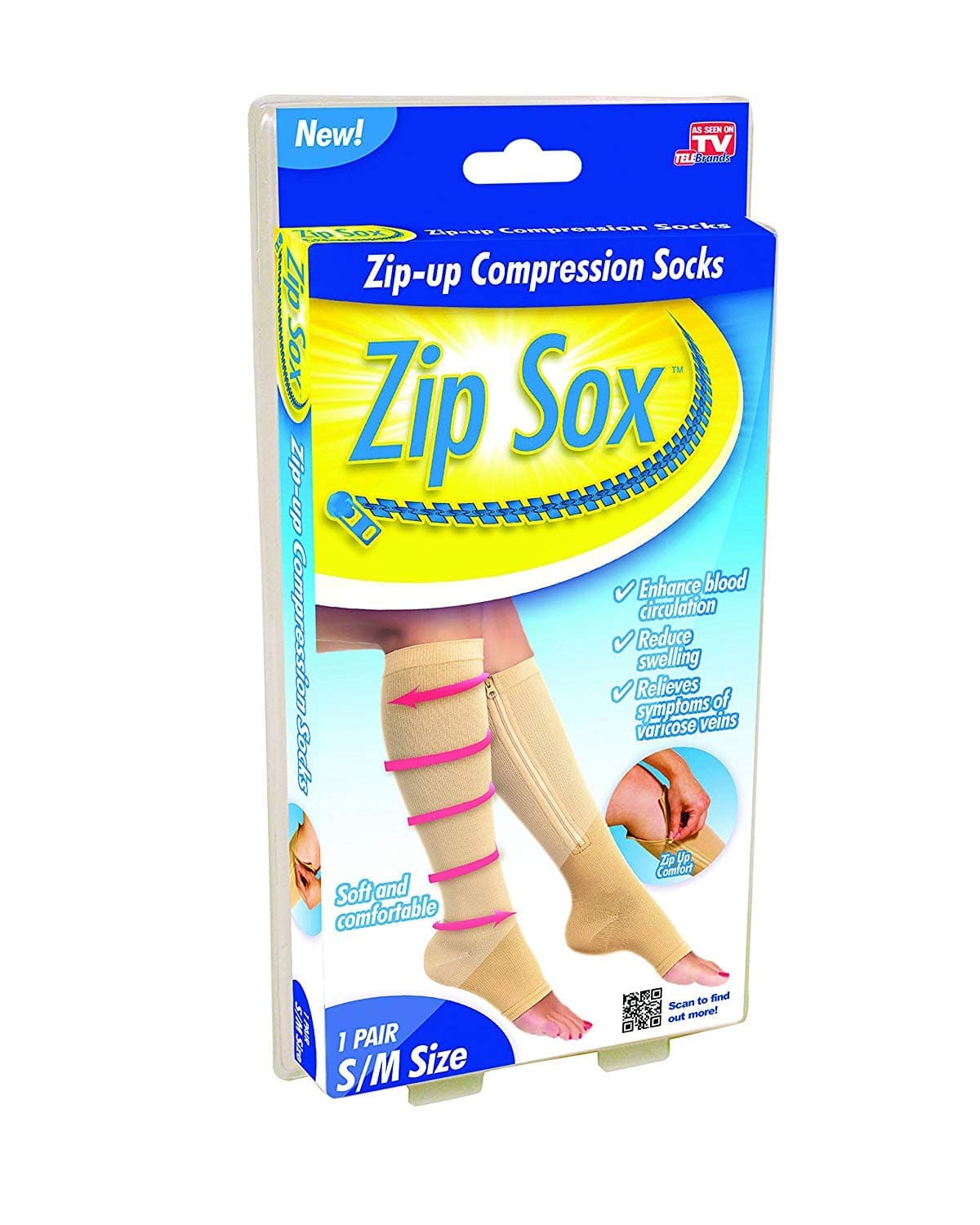Zip Sox Compression Socks by BulbHead - Pair, S/M, Nude