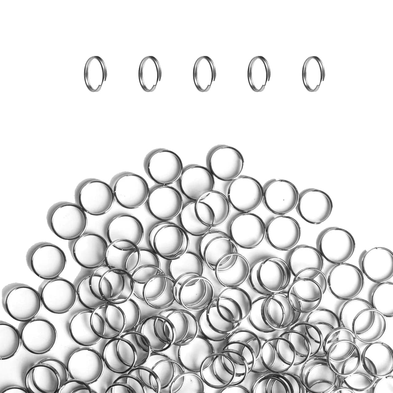 200pcs 10mm Mini Split Jump Ring with Double Loops Small Round Metal Silver Key Rings Connectors for Making Handwork Charms Pendants Key Chains Ornaments DIY Crafts Accessories