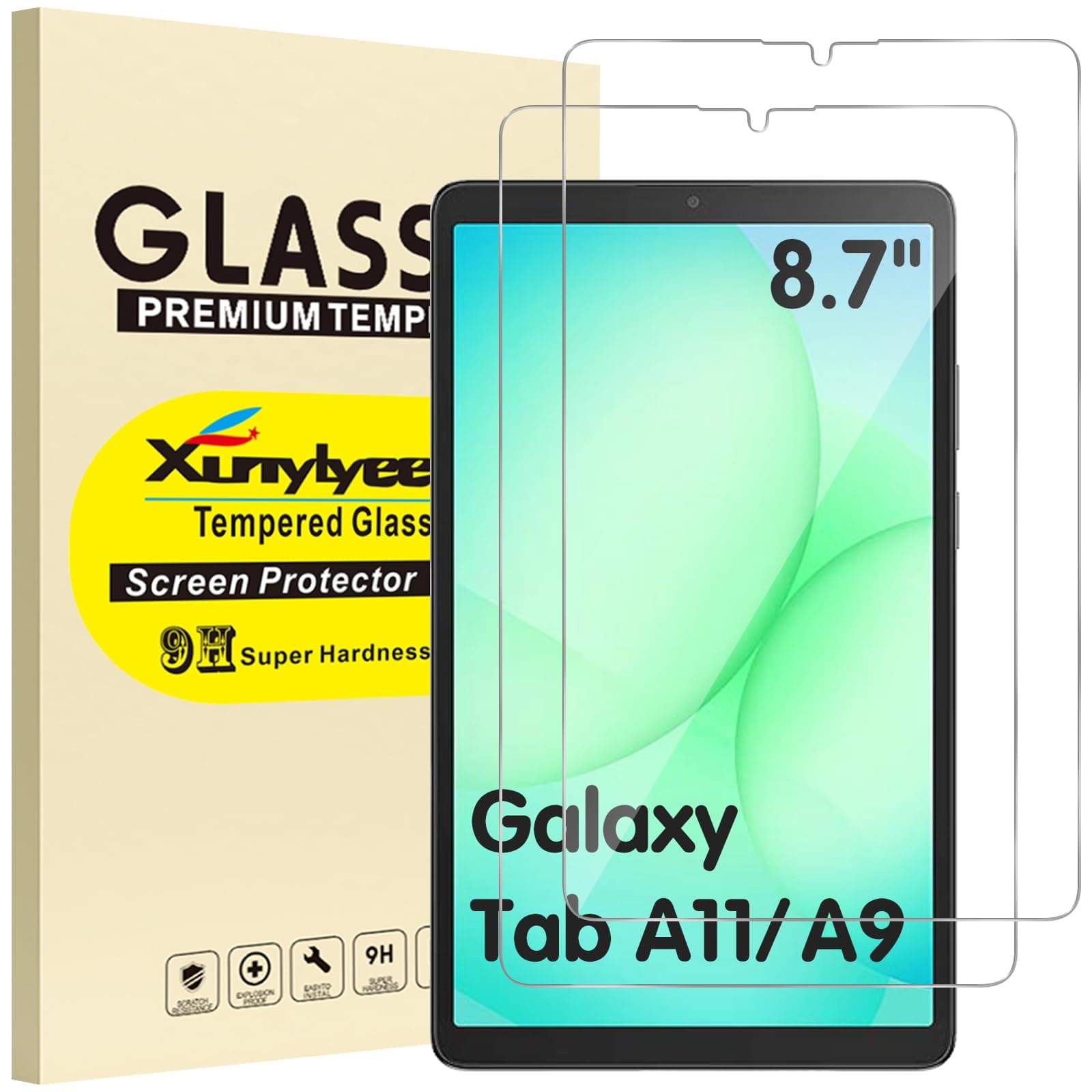 2-Pack, Screen Protector for Samsung Galaxy Tab A11 8.7 inch/Galaxy Tab A9 8.7"/ SM-X133/SM-X135/ SM-X110/ SM-X115 Tempered Glass Film Easy Installation