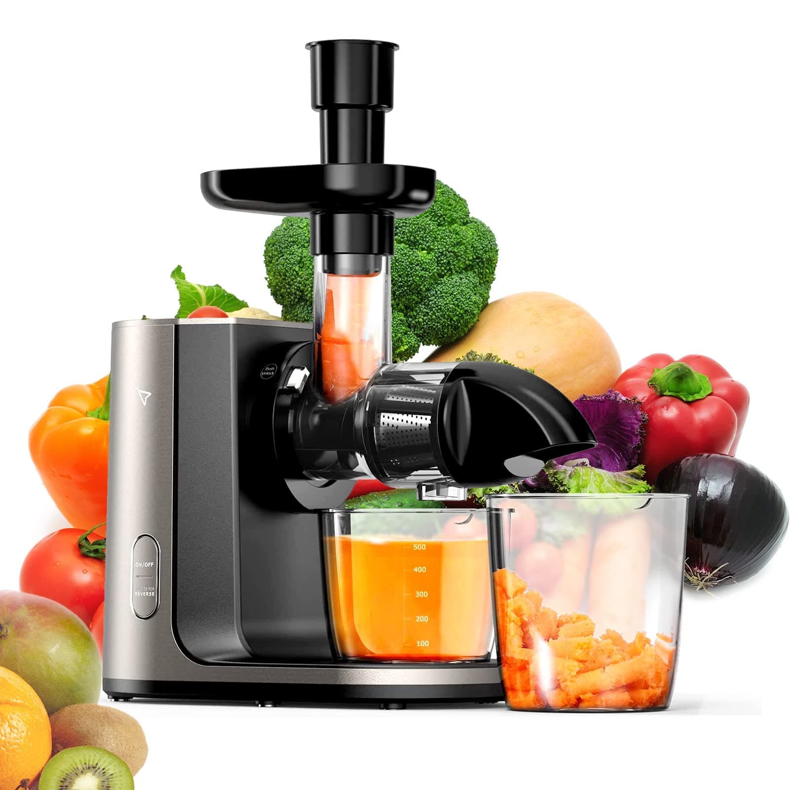 NIFEIPIDUO Cold Press Juicer, Slow Masticating Juicer With Reverse Function/Silent Motor, Easy To Clean Masticating Juicer Machines With Brush For High Nutrient Juice and Vegetable Juice (Black)