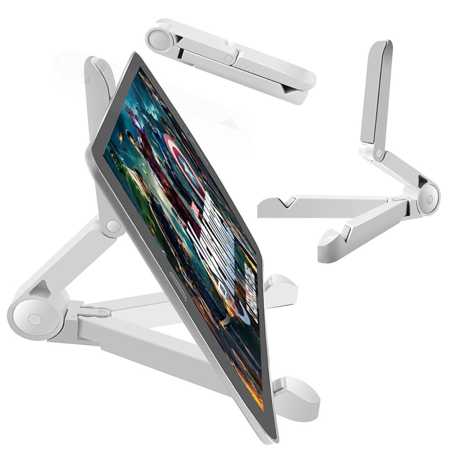 Tablet Stand, Portable Multi-angle Adjustable iPad Stand For iPhone 6 Plus/6/5/5S/5C/4/4S Smartphone, iPad Air 2/1,iPad Pro,iPad 4/3/2, iPad Mini 3/2/1, Samsung Galaxy Tab S6 S5 S4 S3 S4 Phone, LG, e-book, E-Readers,Kindle Fire,Cellphone,White Color Tablet Stand