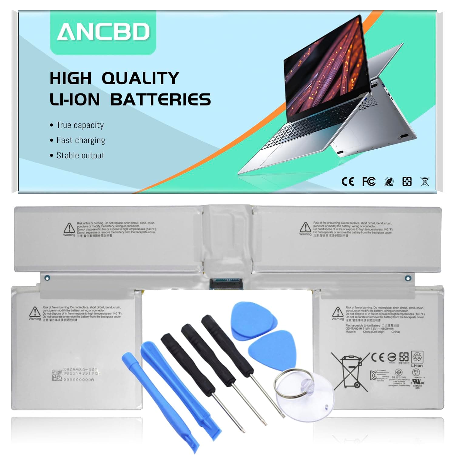 G3HTA024H Keyboard Battery for Microsoft Surface Book 1 Model 1703 1704 1705 13.5-inch G3HTA023H G3HTA021H G3HTA048H 7.5V 51Wh/6800mAh (Not Fits for Book 1 Screen)