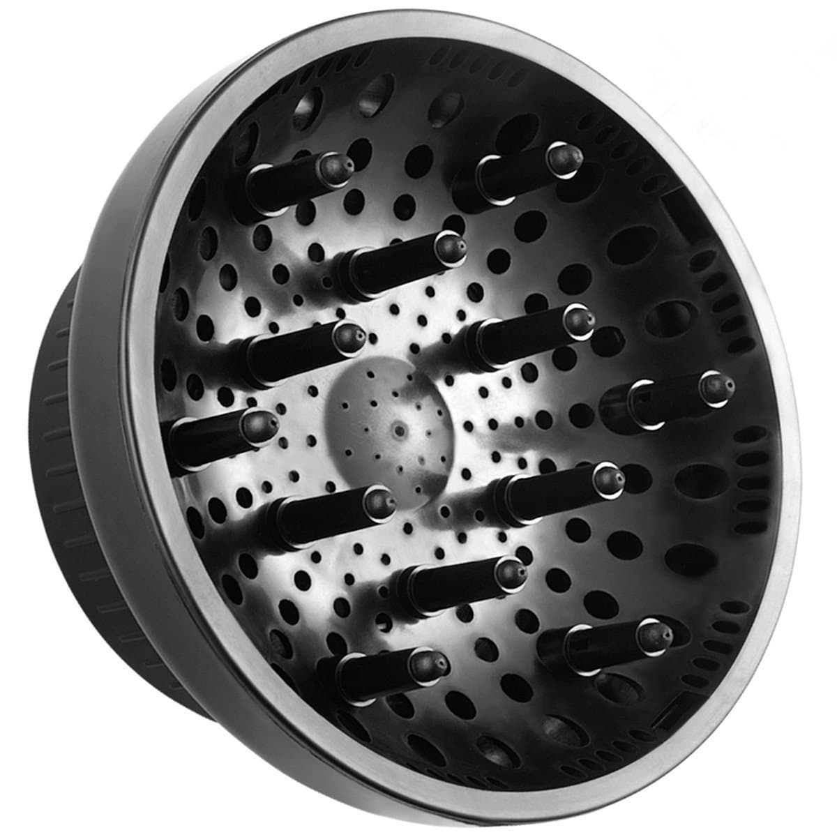 Basuwell Universal Hair Diffuser Attachment Suitable for 1.4-inch to 2.7-inch Blow Dryers Perfect for Curly or Wavy Hair (Black) (B)