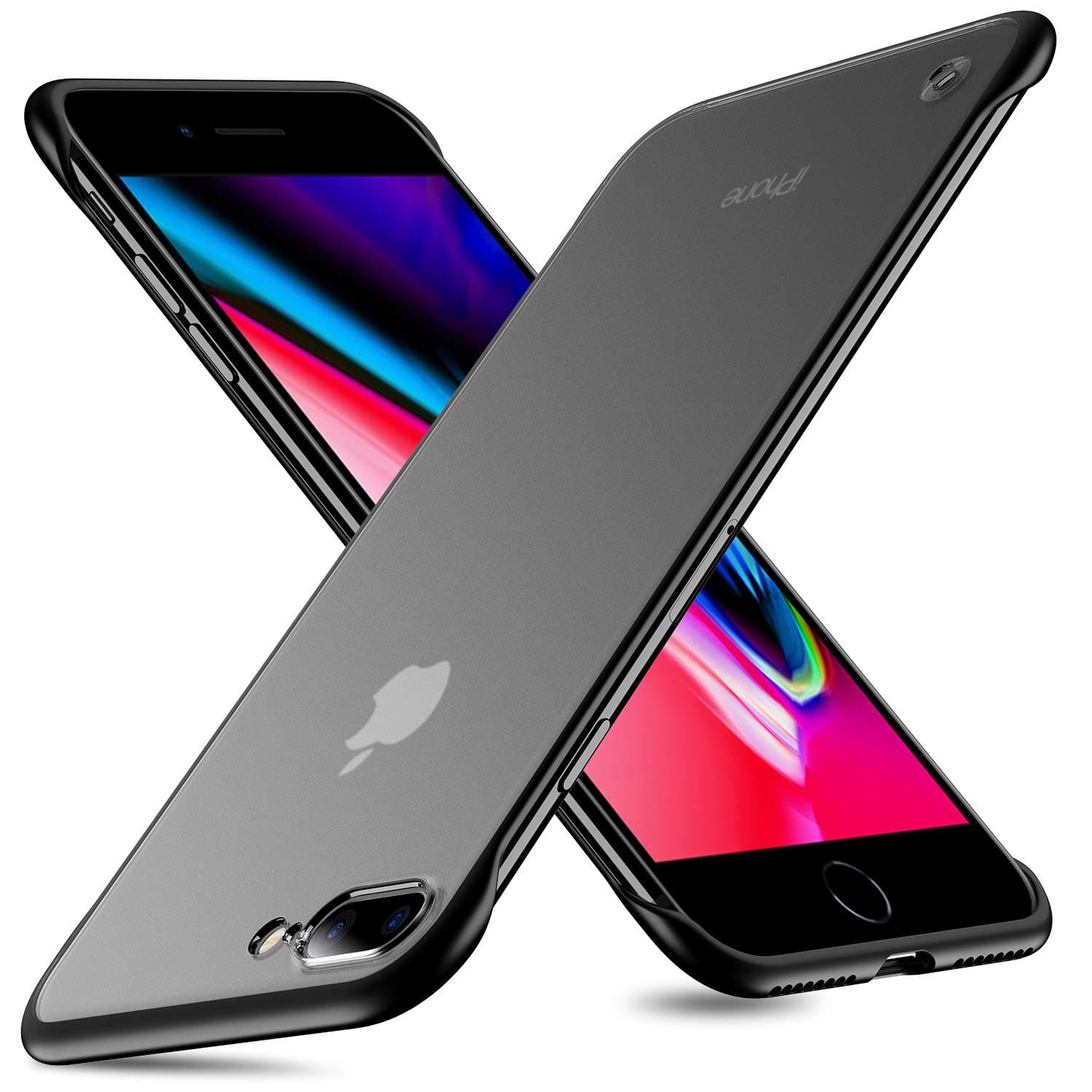 MSVII Frameless Case for iPhone 7 Plus iPhone 8 Plus Ultra Slim Translucent Matte Finish with TPU Protective Bumper Cover Case for iPhone 7/8 Plus 5.5 inch Black