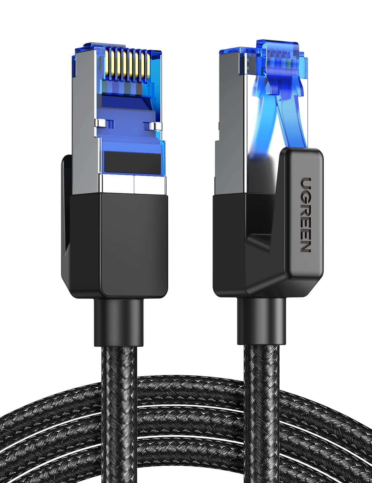 UGREEN Ethernet Cable 2M, Cat 8 Internet Cable High-Speed 40Gbps 2000MHz RJ45 LAN Cable, F/FTP POE Braided Gigabit Network Cable Compatible with Xbox/Switch/PS5/WiFi Extender/Router/Modem Patch Panel