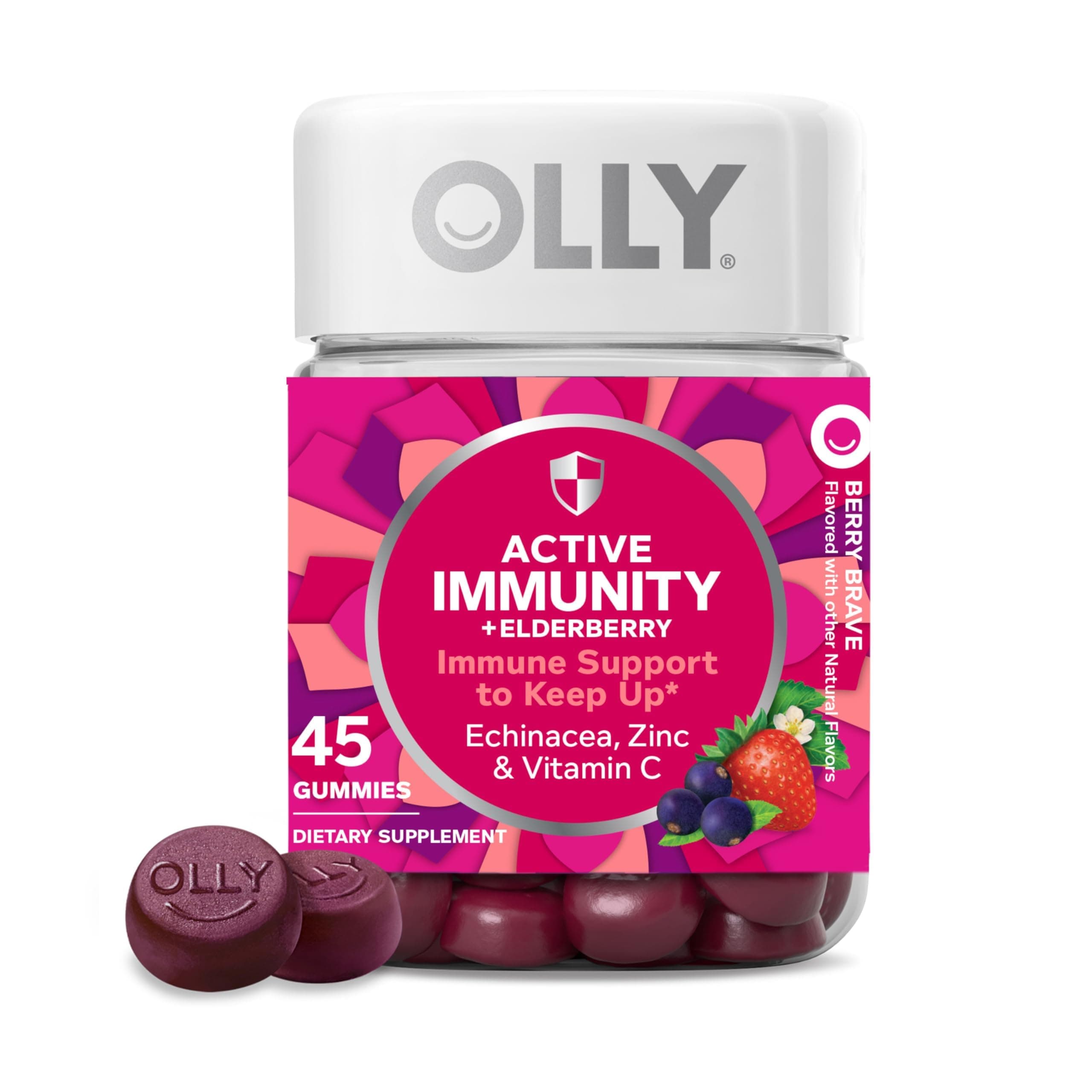 Immunity Gummy, Immune Support, Elderberry, Zinc, Vitamin C, Supplement, Berry Flavor, 15 Day Supply - 45 Count