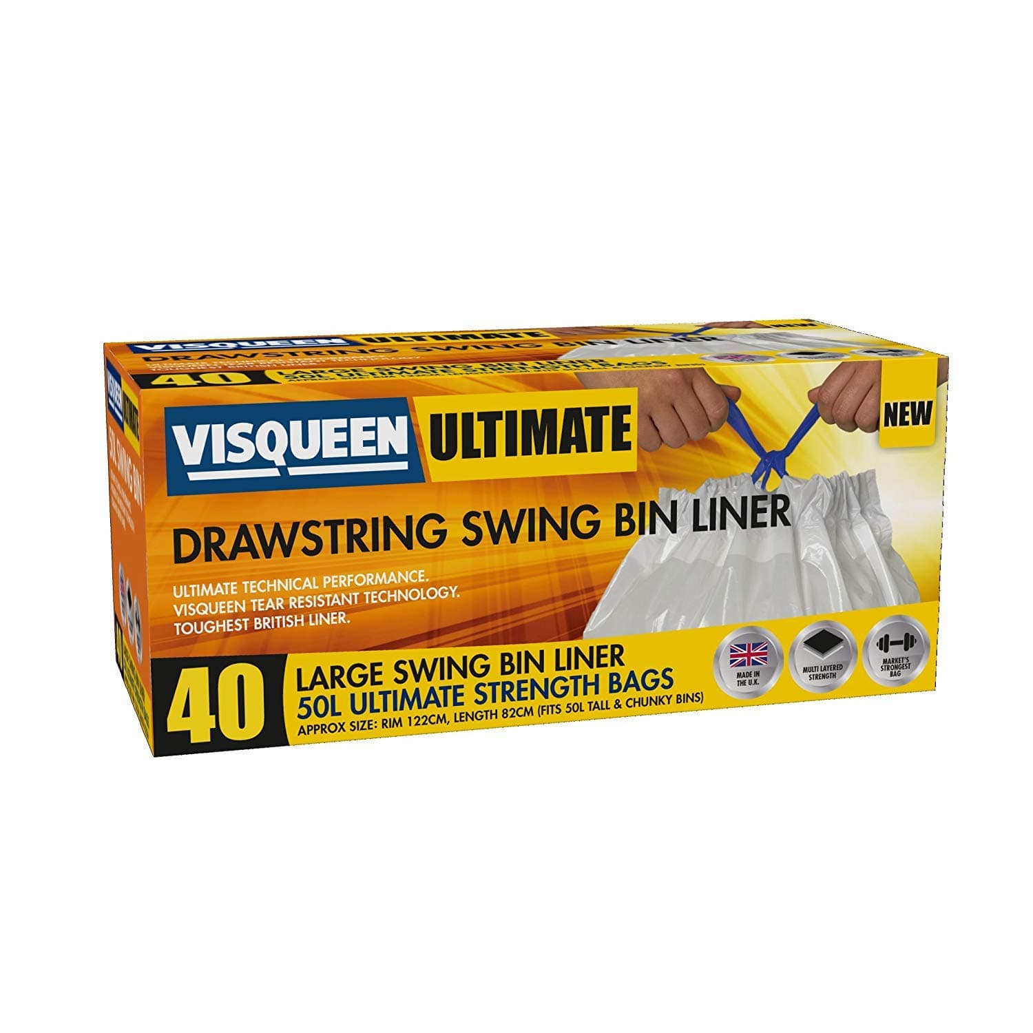 Visqueen Ultimate Drawstring Swing Bin Liner 50L 40 Pack