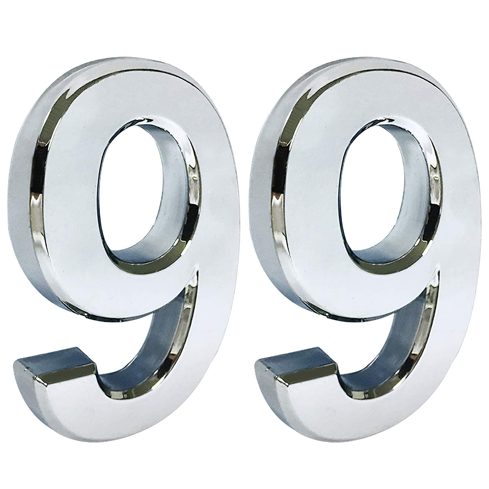 iMustech Mailbox Numbers, 2 Pcs/Set Solid Self-stick Number 9 for Mailbox, Door, Apartment, Hotel, 2-3/4 Inch, 3D Metal Silver
