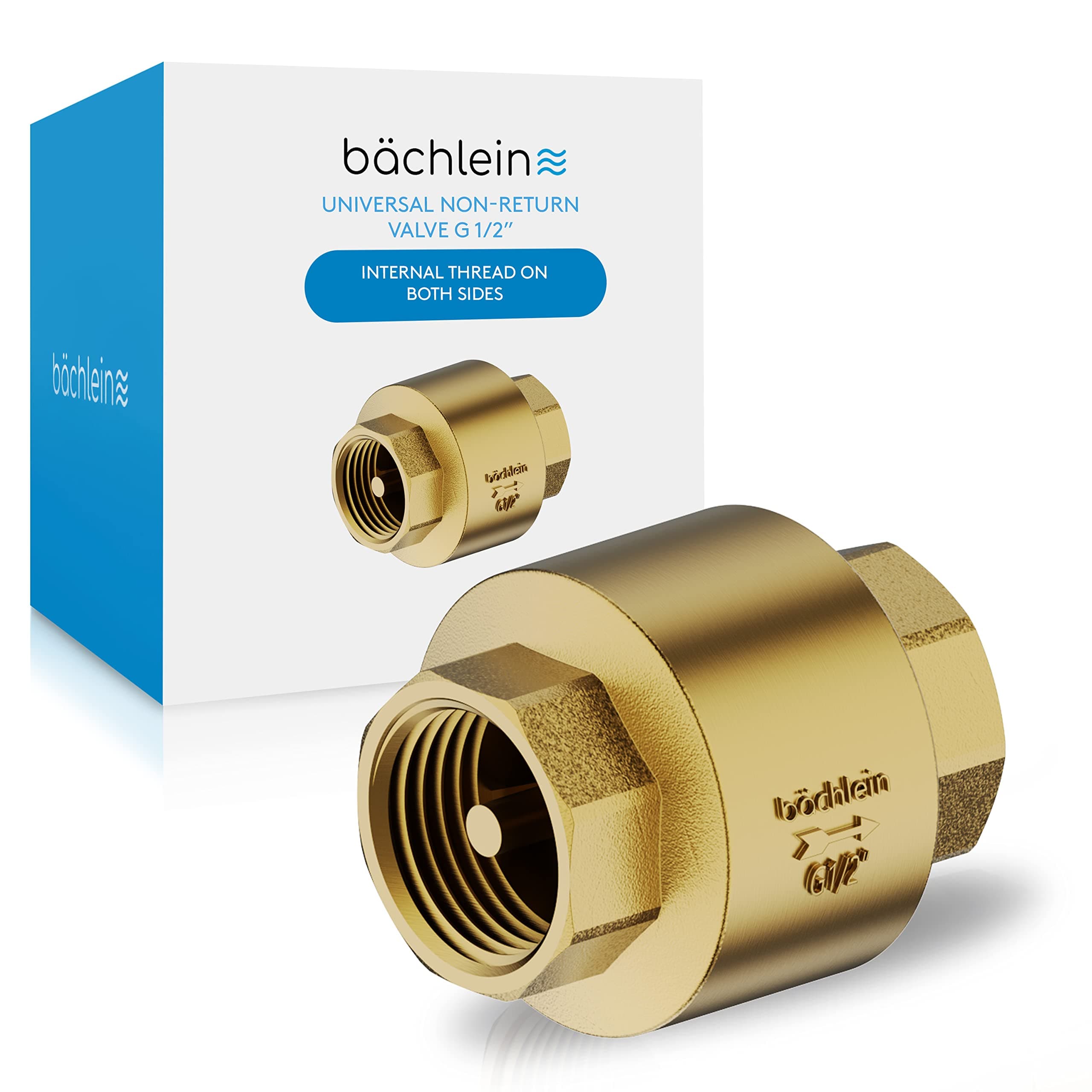 – Bächlein Universal Check Valve - Brass Return Valve with G 1/2 Inch Female Thread - Rustproof and Waterproof Backflow Preventer for Safe Drinking Water System