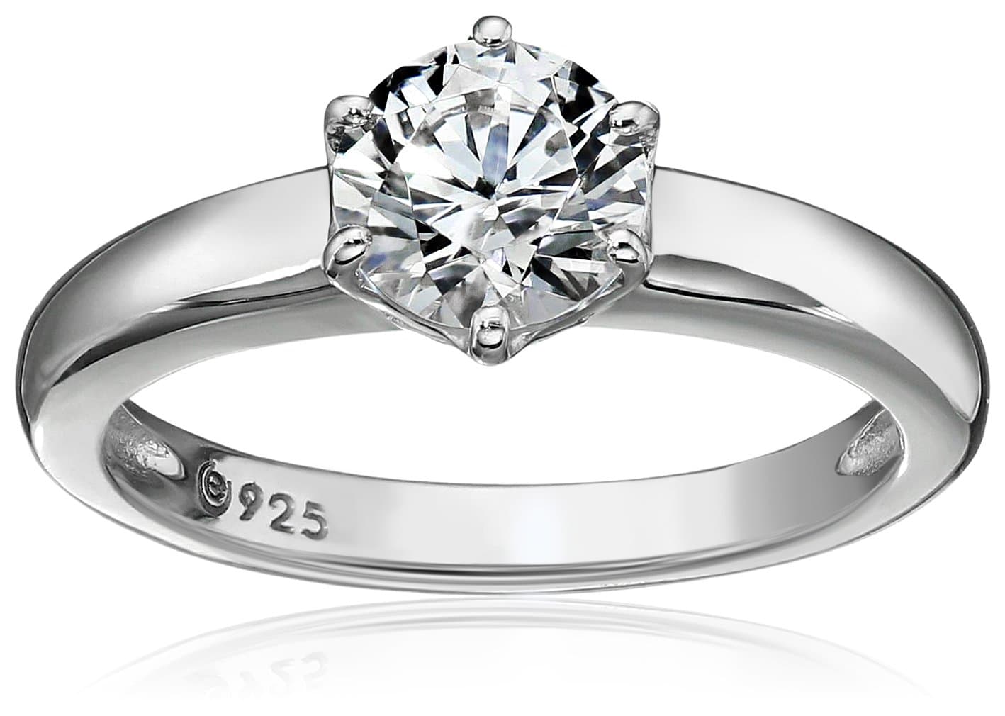 Sterling Silver Solitaire Ring set with Round Infinite Elements Cubic Zirconia (previously Amazon Collection)