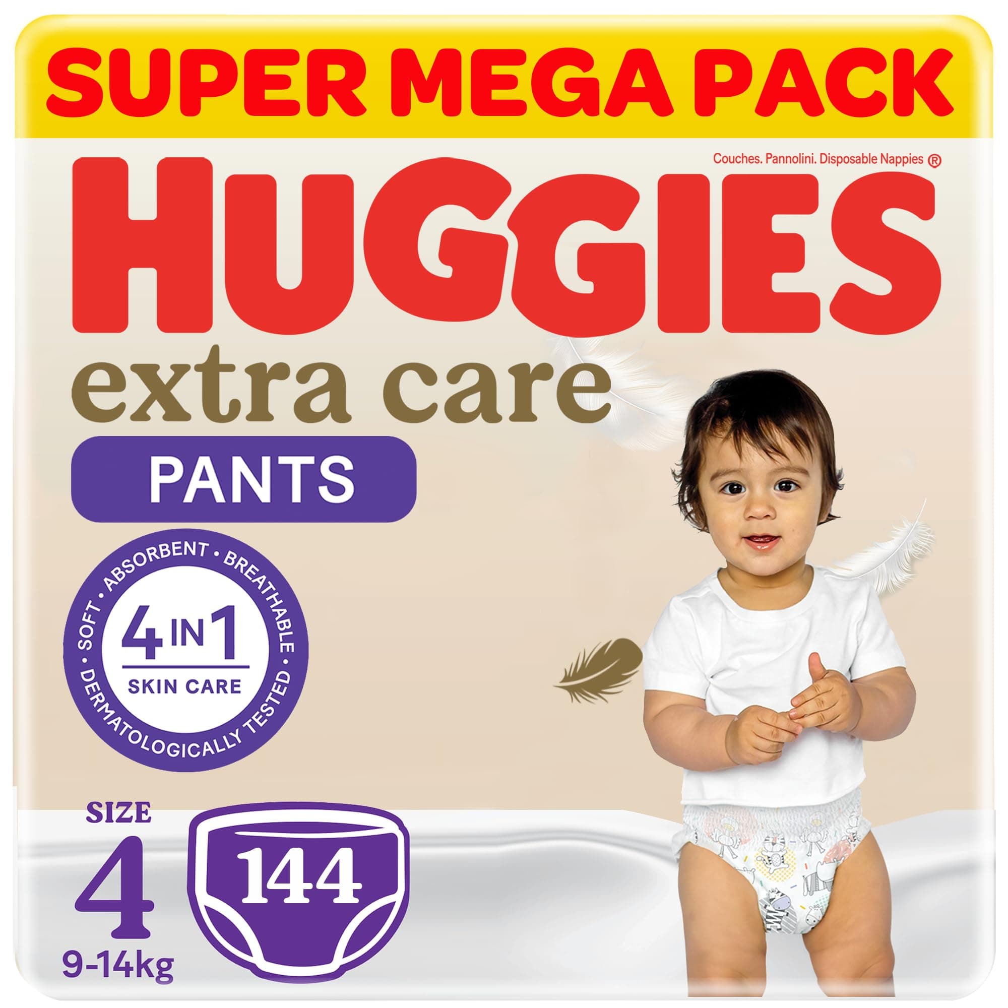 Extra Care Baby Culottes, Size 4 (9-14 kg), Super Mega Pack, 144 Diaper Pants