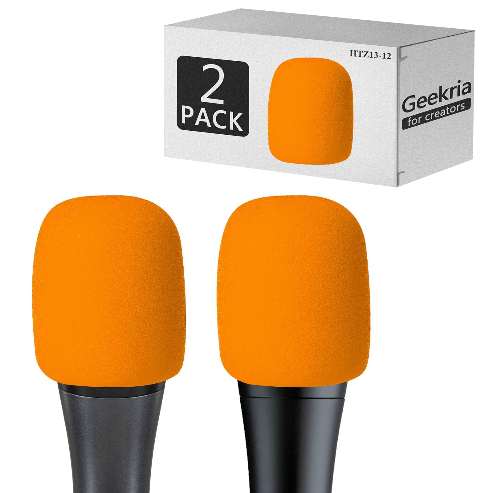 for Creators Foam Windscreen Compatible with Sennheiser E 935, E 945, E 835, E 845-S Microphone Antipop Windshield, Mic Wind Cover, Sponge Foam Filter (Orange / 2 Pack)
