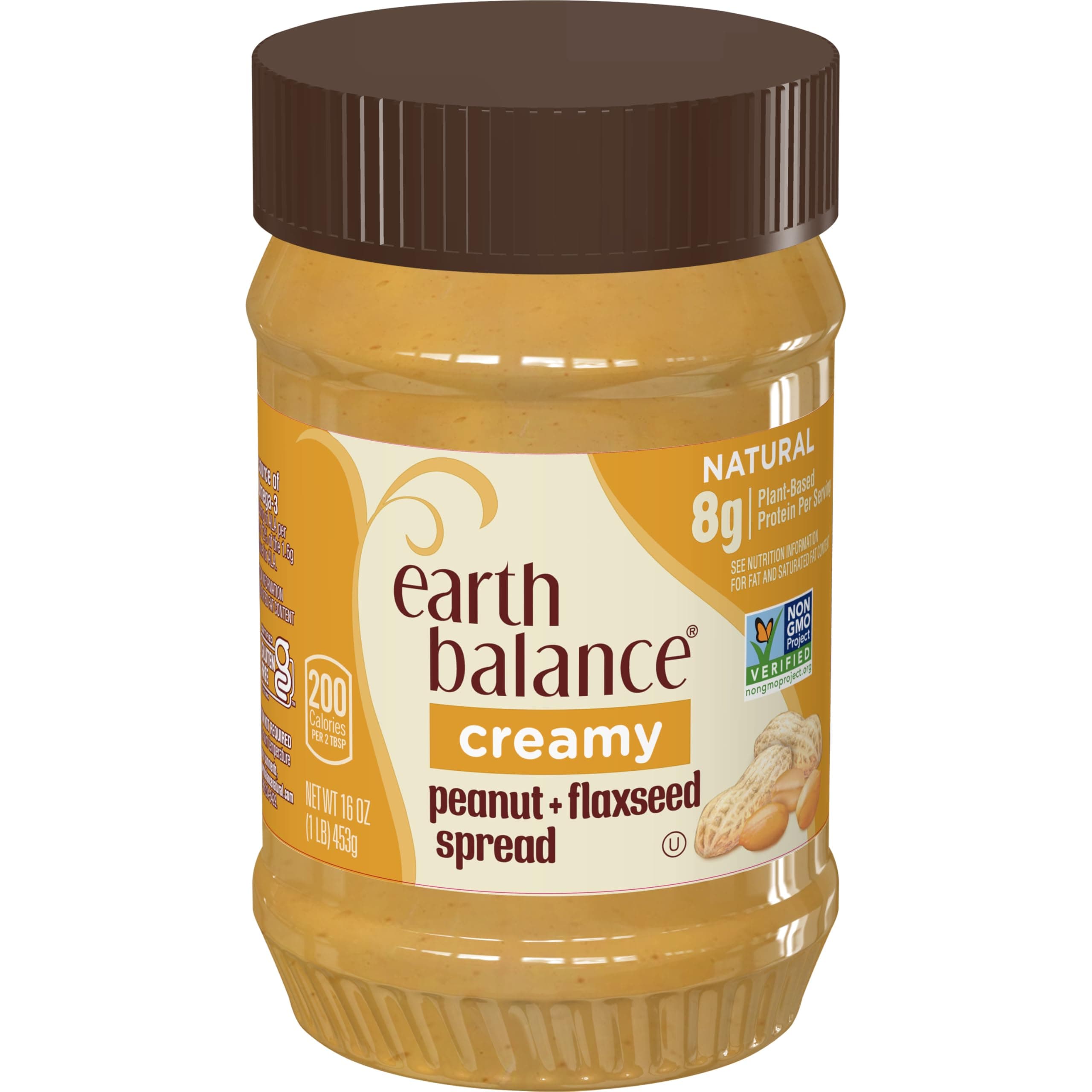 Creamy Peanut Butter and Flaxseed Spread, Vegan and Gluten Free, 16 oz