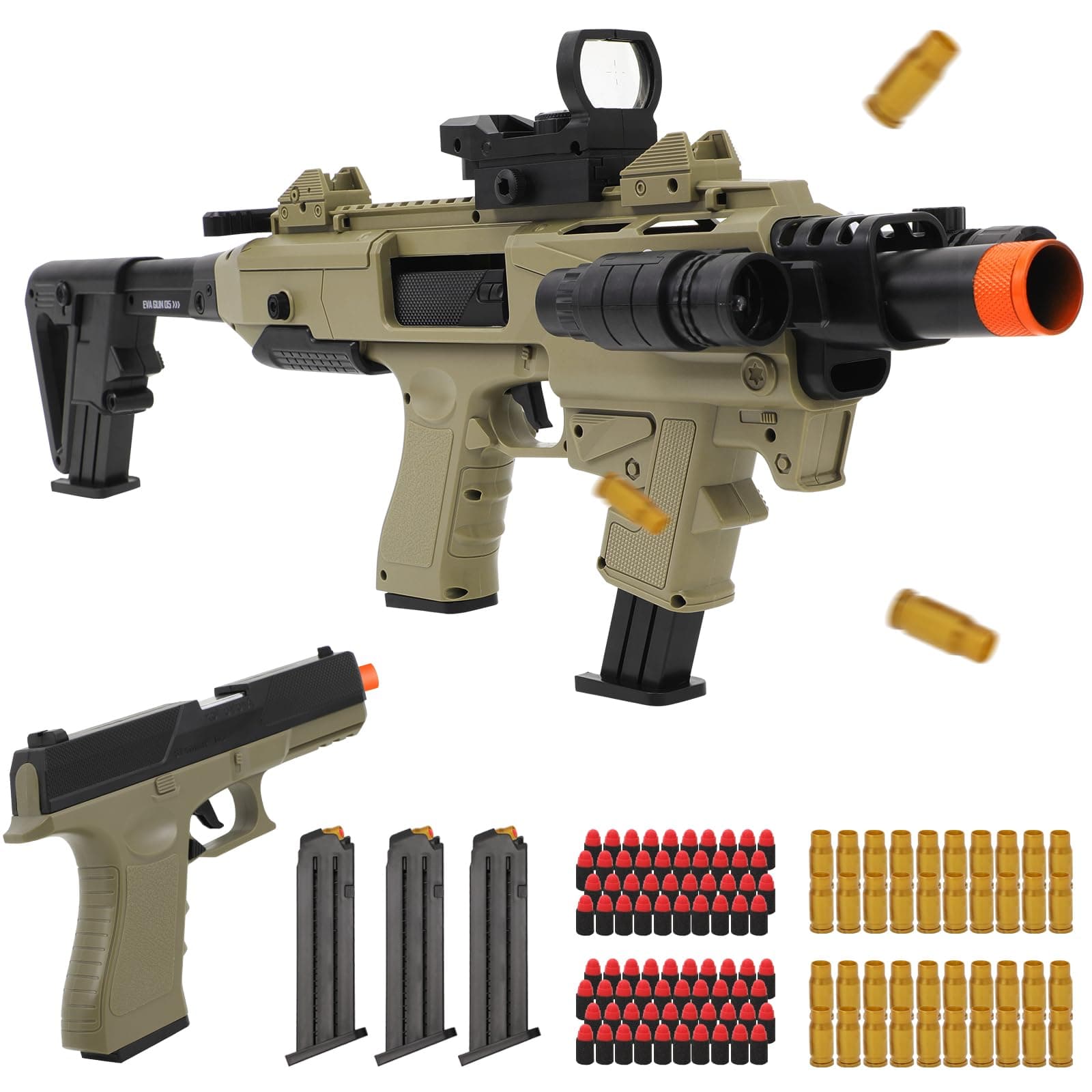 Two Modes Toy Gun Sniper Rifle with Shell Ejecting Realistic Soft Bullet Toy Guns with 80 Soft Bullets 40 Shells Outdoor Shooting Games Christmas Halloween Birthday Gifts