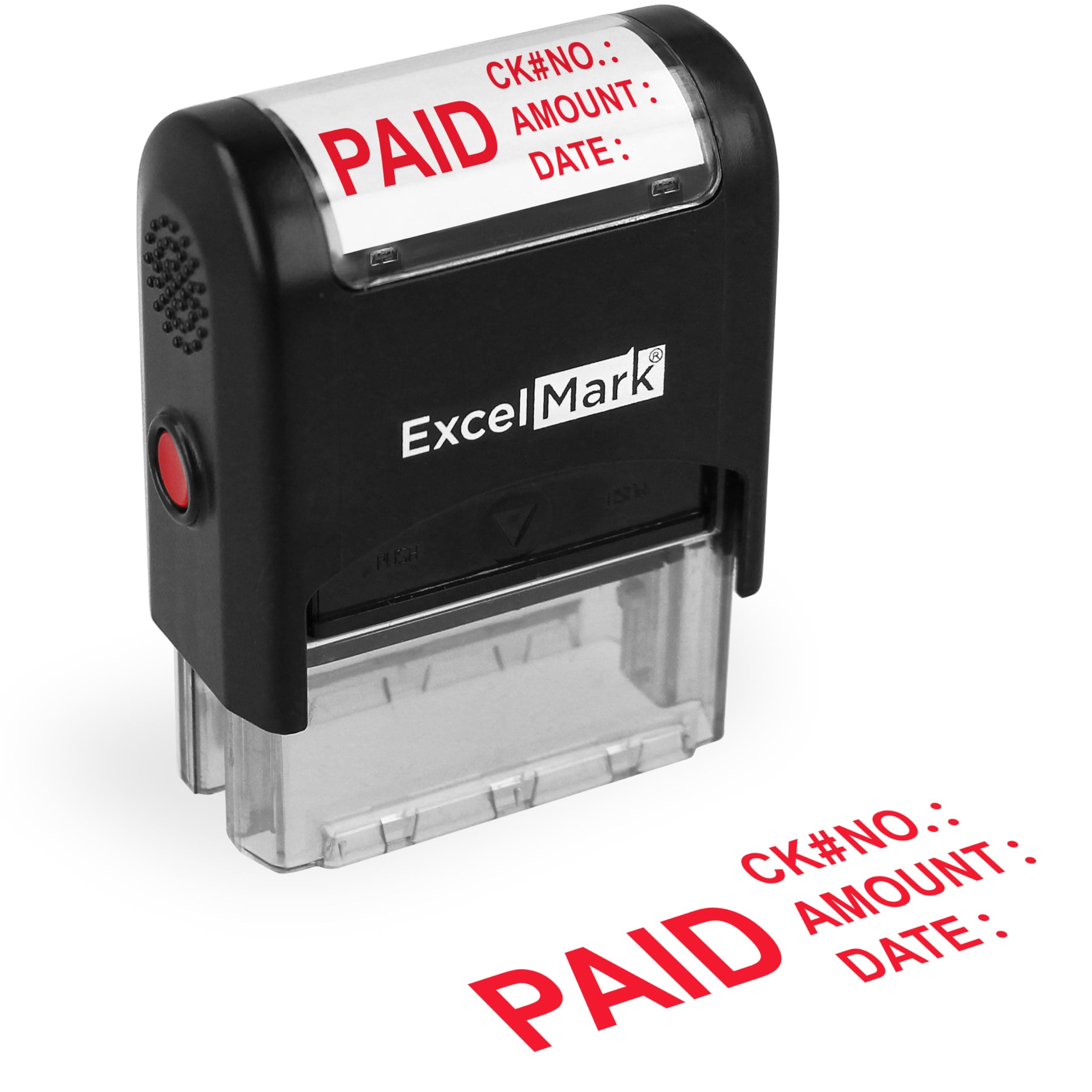 ExcelMark Paid with Check No, Amount, Date - Self Inking Rubber Stamp - A1539