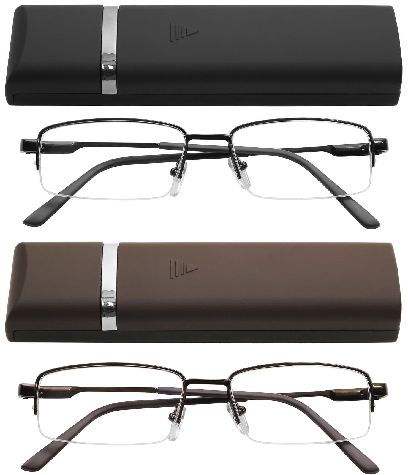 Reading Glasses Thin Lightweight Spring Hinge Glasses for Reading with Cases Men and Women