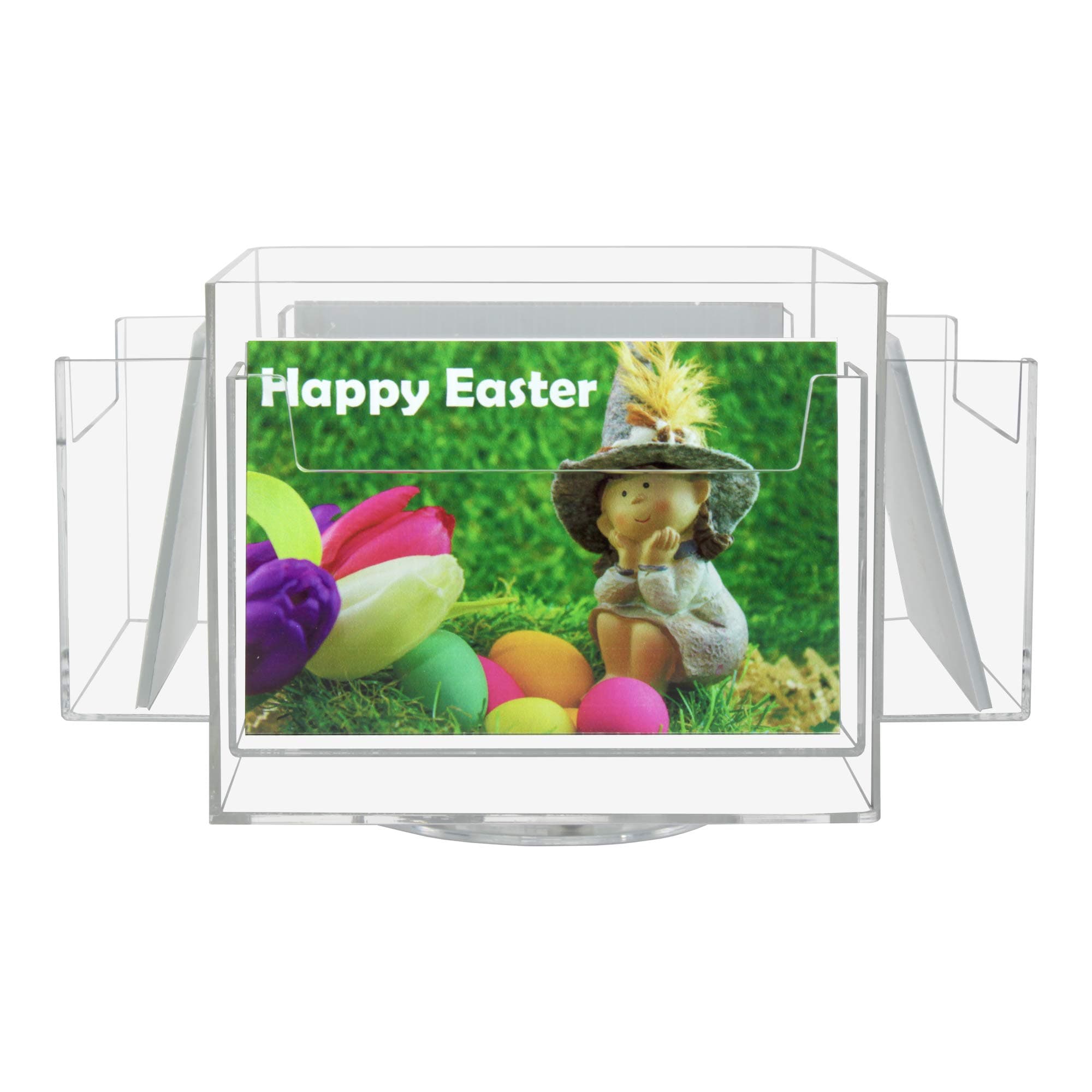 SOURCEONE.ORG Clear Acrylic 4-Pocket Postcard Rotating Display, 6" x 4"