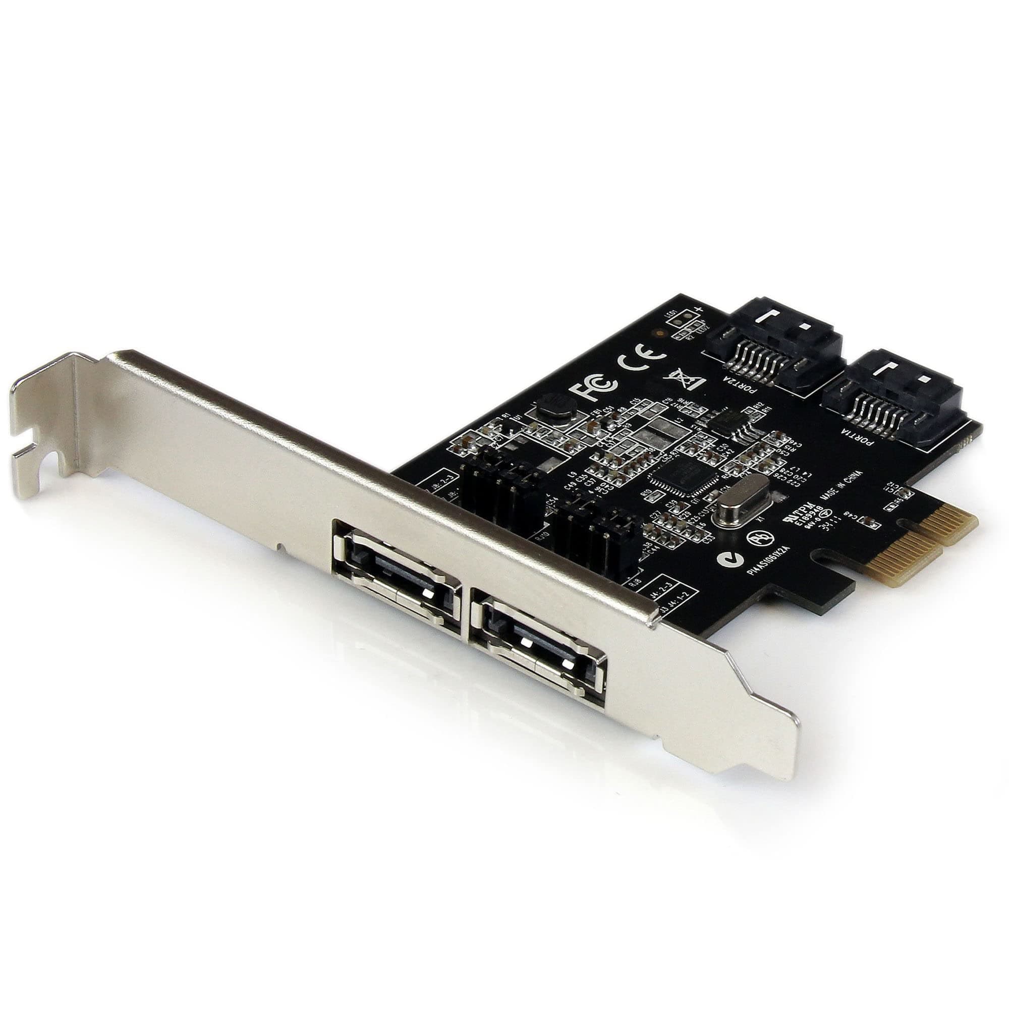 com 2 Port PCI Express SATA 6 Gbps eSATA Controller Card - Dual Port PCIe SATA III Card - 2 Int/2 Ext - SATA III 6Gbps (PEXESAT322I)