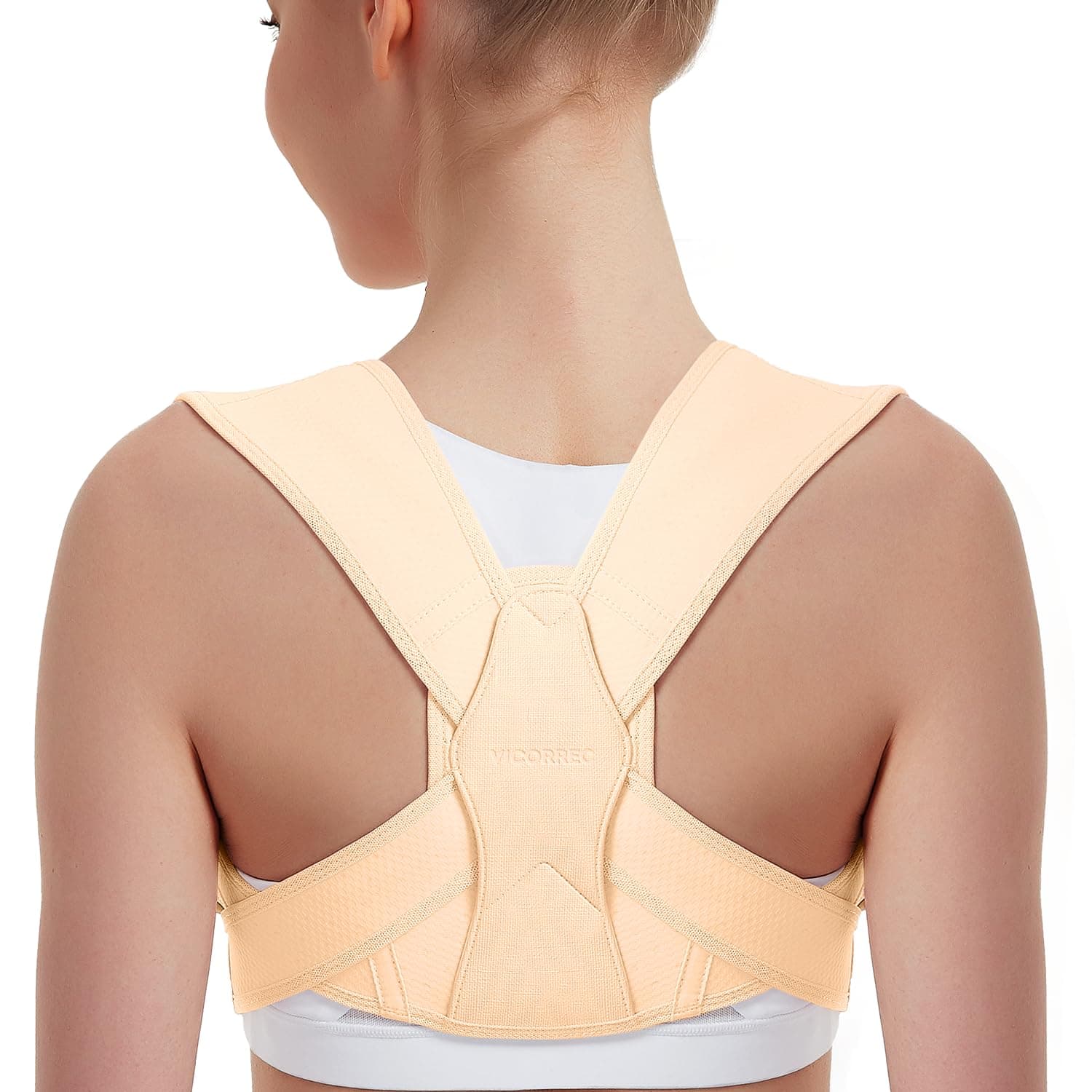 Vicorrect Posture Corrector for Women and Men, Adjustable upper back straightener posture corrector and Providing Pain Relief from Neck, Shoulder, and Upper Back (S/M)