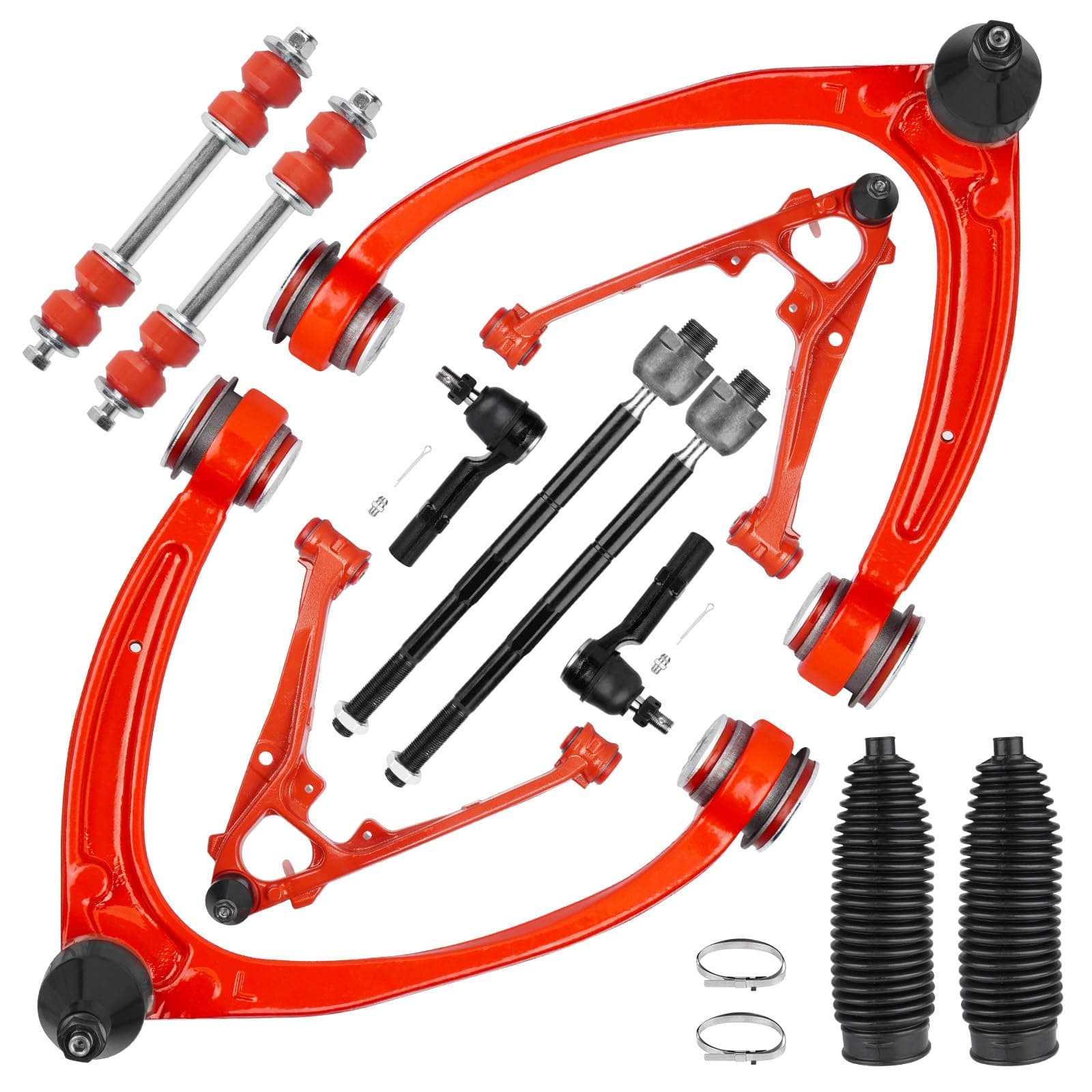 12pc Front Upper Lower Control Arms with Polyurethane Bushing Suspension Kit for Cadillac Escalade ESV EXT Chevrolet Avalanche Silverado Suburban 1500 Tahoe GMC Sierra 1500 Yukon XL 4WD 2007-2013